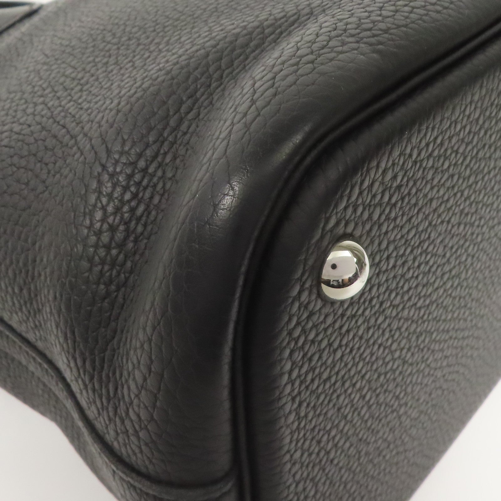 HERMES Clemence皮革Bolide 35銀扣手挽肩背兩用袋Black