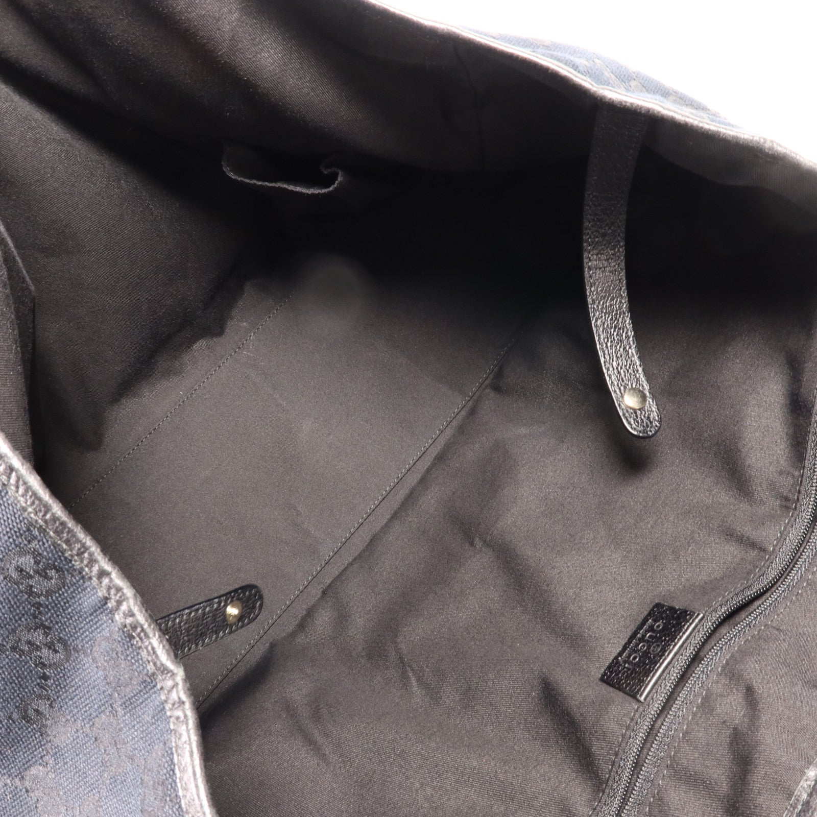 GUCCI 帆布Tote Bag銀扣肩背袋