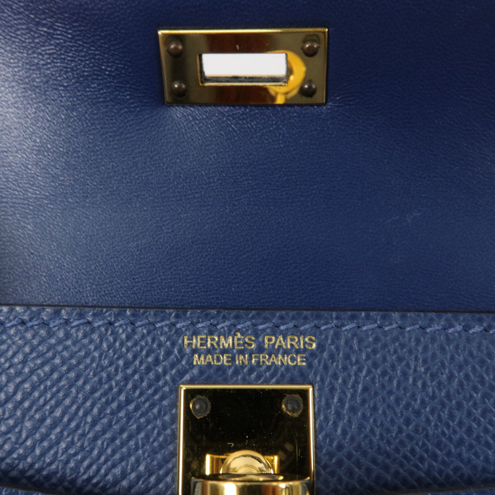HERMES Epsom皮革Mini Kelly II Touch手挽肩背兩用袋Deep Blue