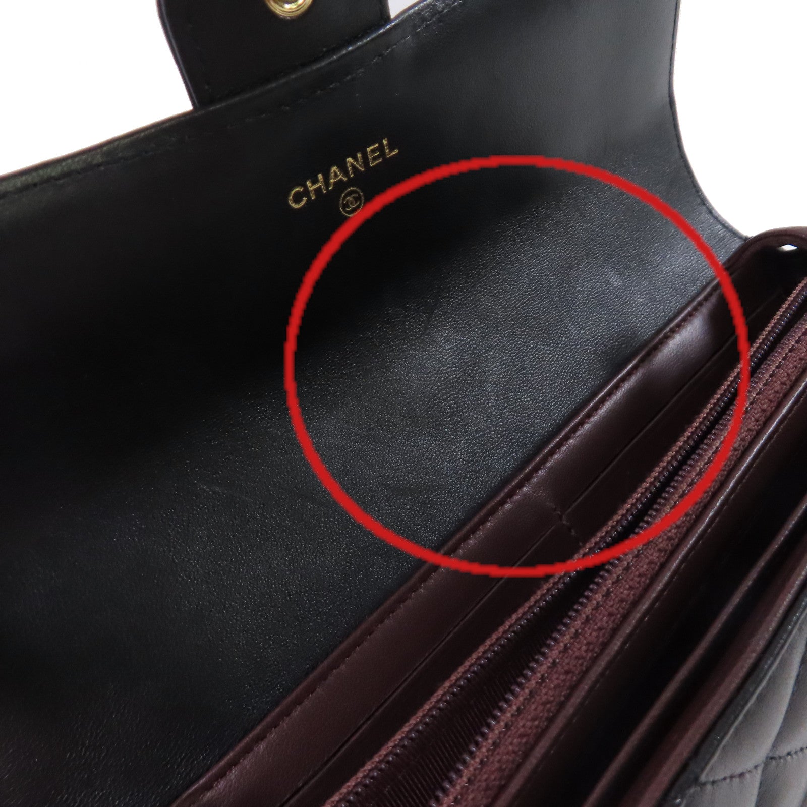 CHANEL 菱格羊皮皮革Long Wallet金扣長錢包黑色