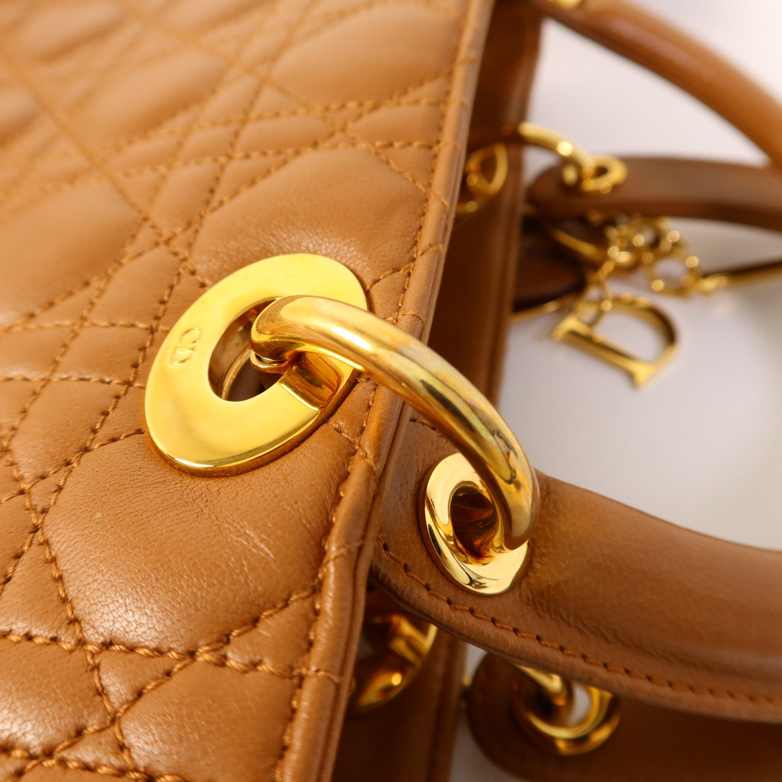 Dior 羊皮皮革Lady Dior金扣手挽肩背兩用袋