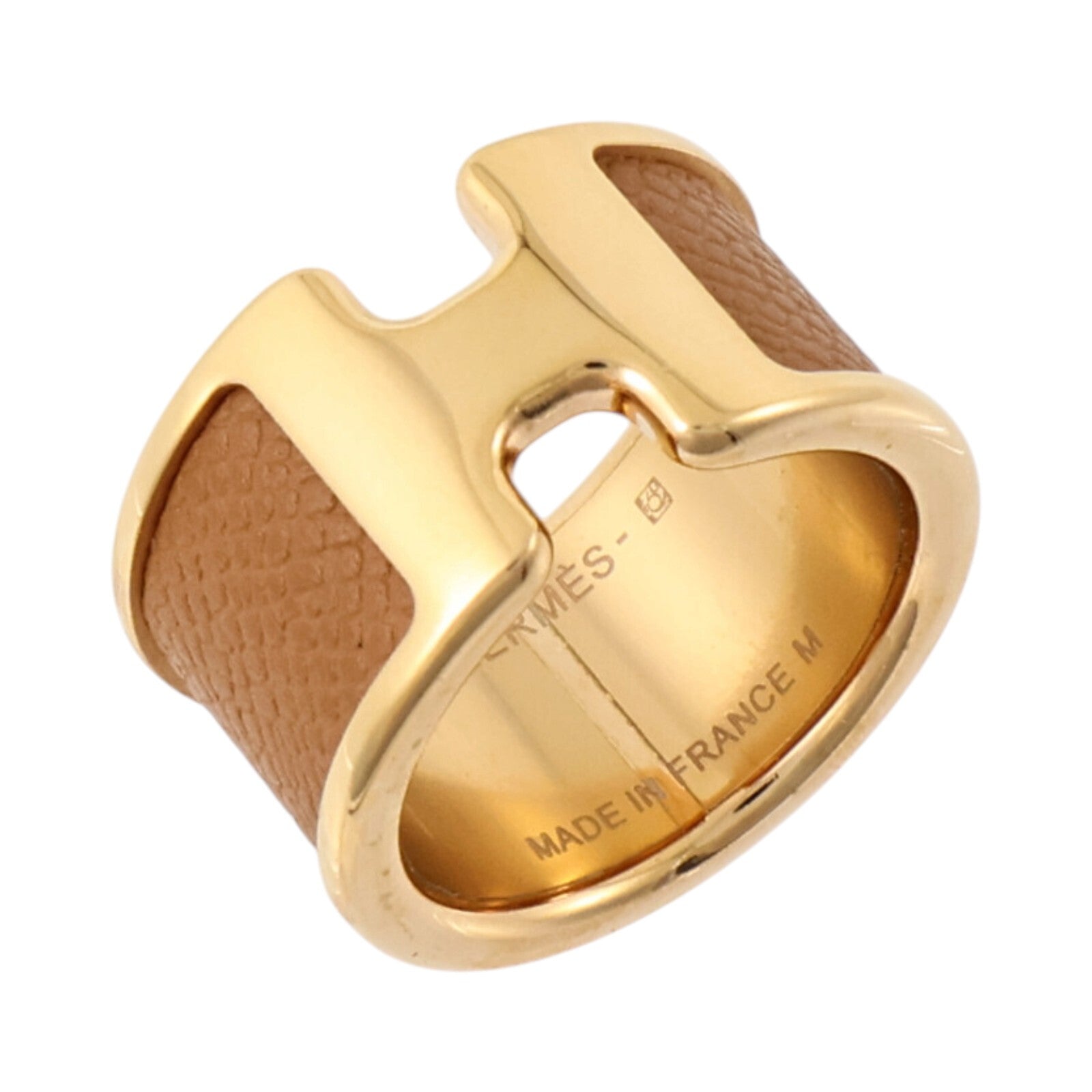 HERMES Madame皮革/金屬Olympe Ring Large Model戒指Gold
