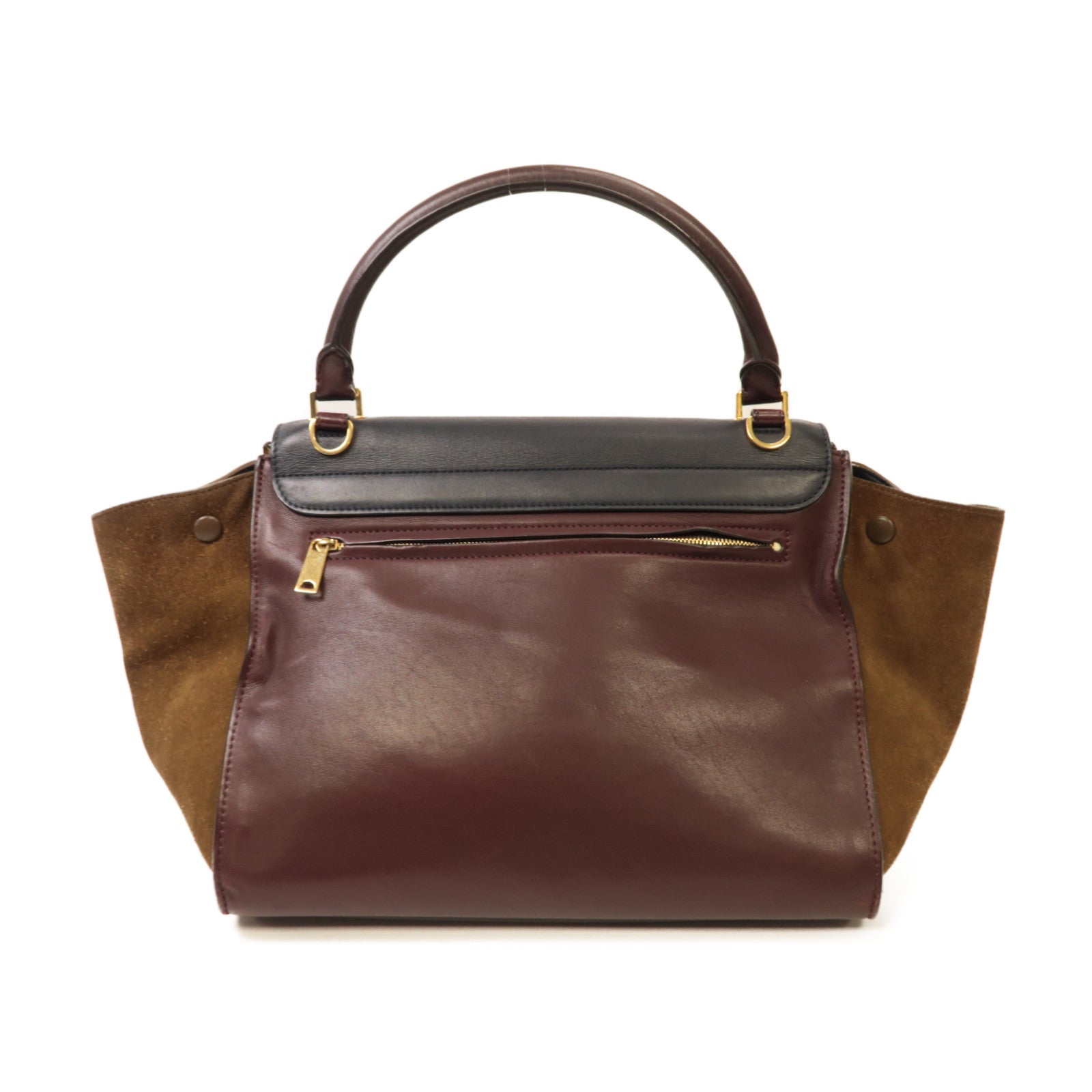 CELINE 【激減優惠】牛皮皮革/麂皮皮革Trapeze 2 Way Shoulder金扣手挽肩背兩用袋啡色/深藍色/卡其色