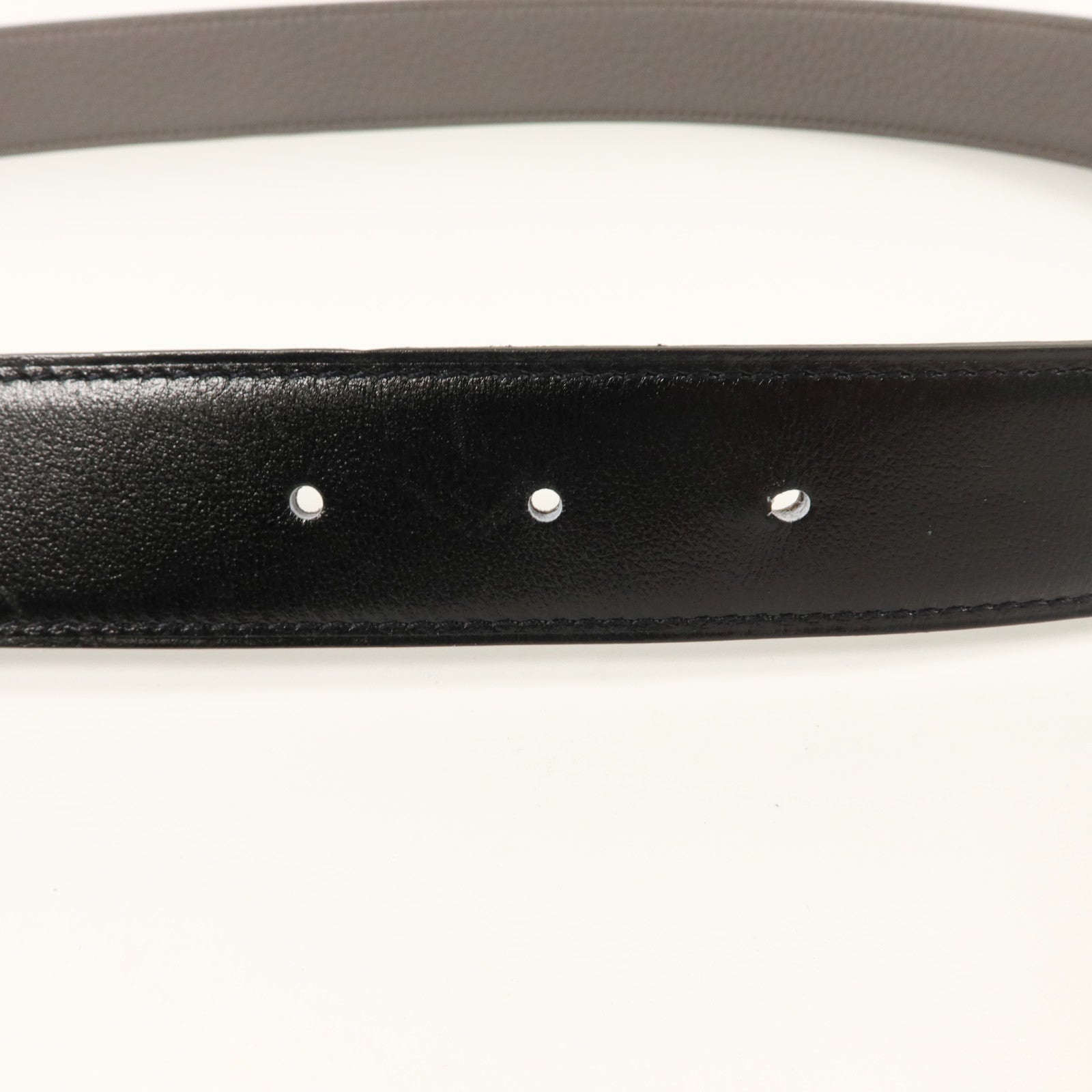 HERMES Togo皮革/Box Calf皮革H Belt 100cm金扣皮帶Noir/Etain