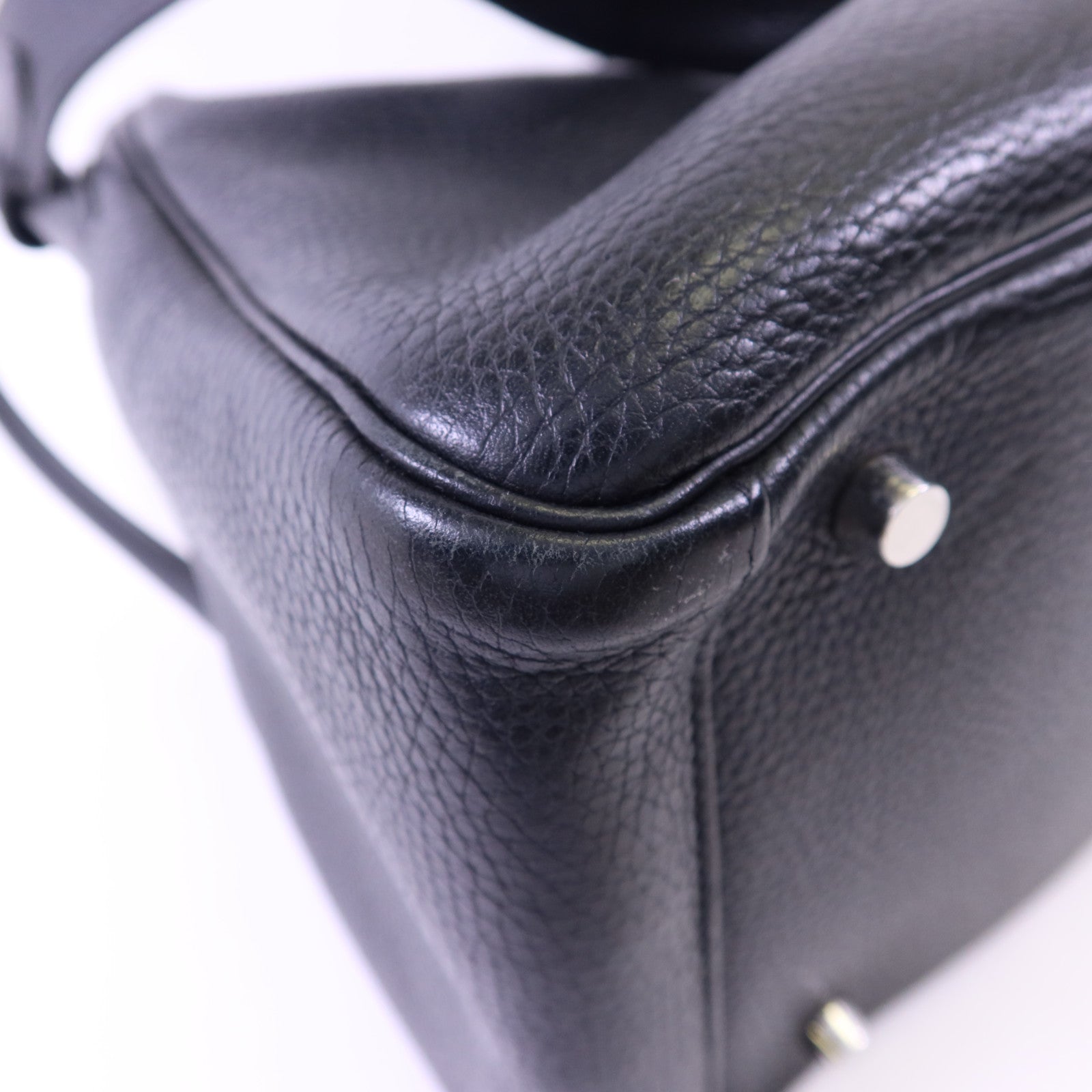 HERMES Clemence皮革Lindy 30銀扣手挽肩背兩用袋Noir