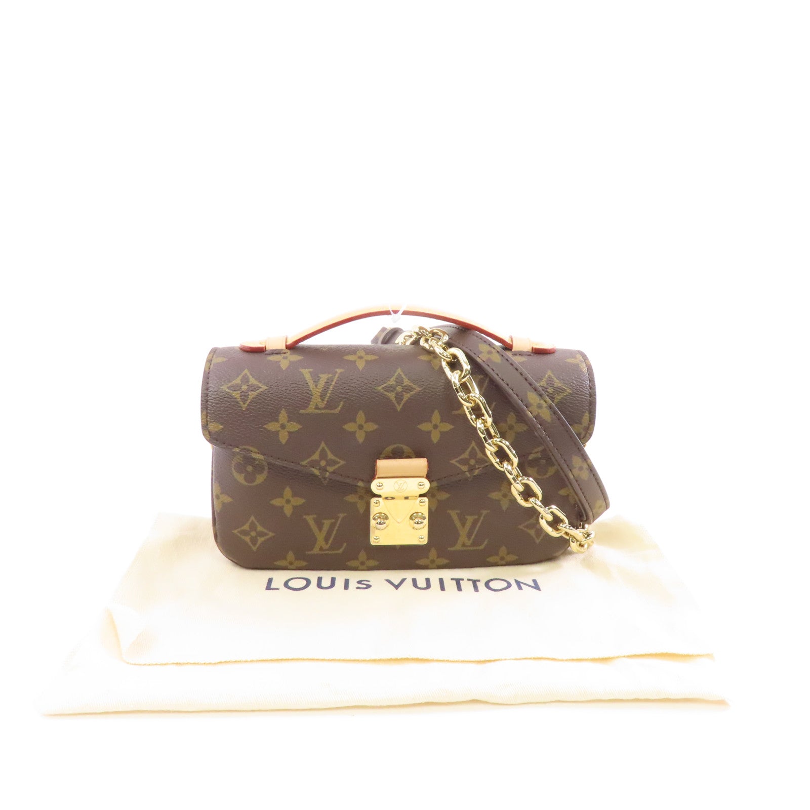 LOUIS VUITTON Monogram Pochette Metis金扣手挽肩背兩用袋棕色