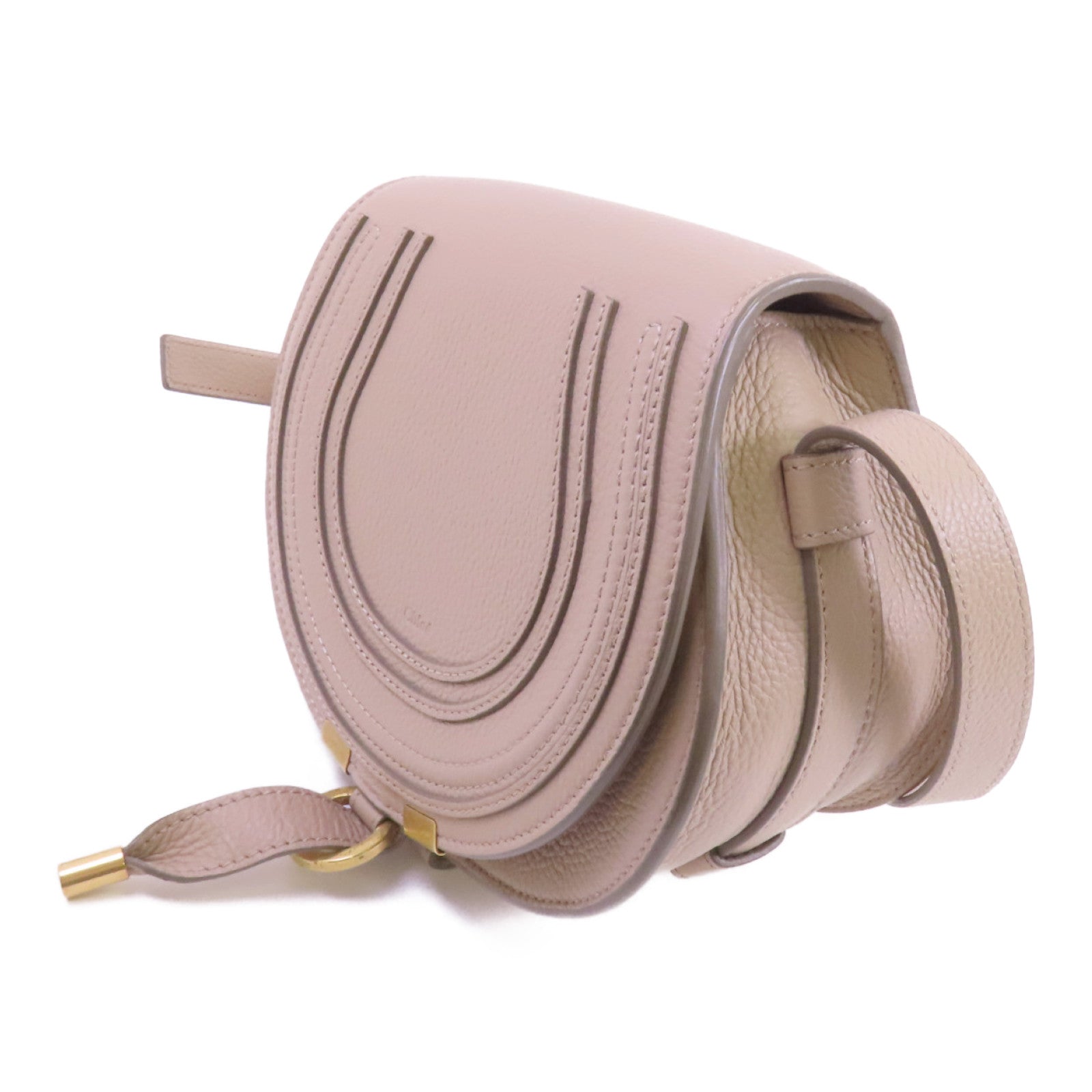 Chloe 牛皮皮革Small Marcie Saddle金扣肩背袋