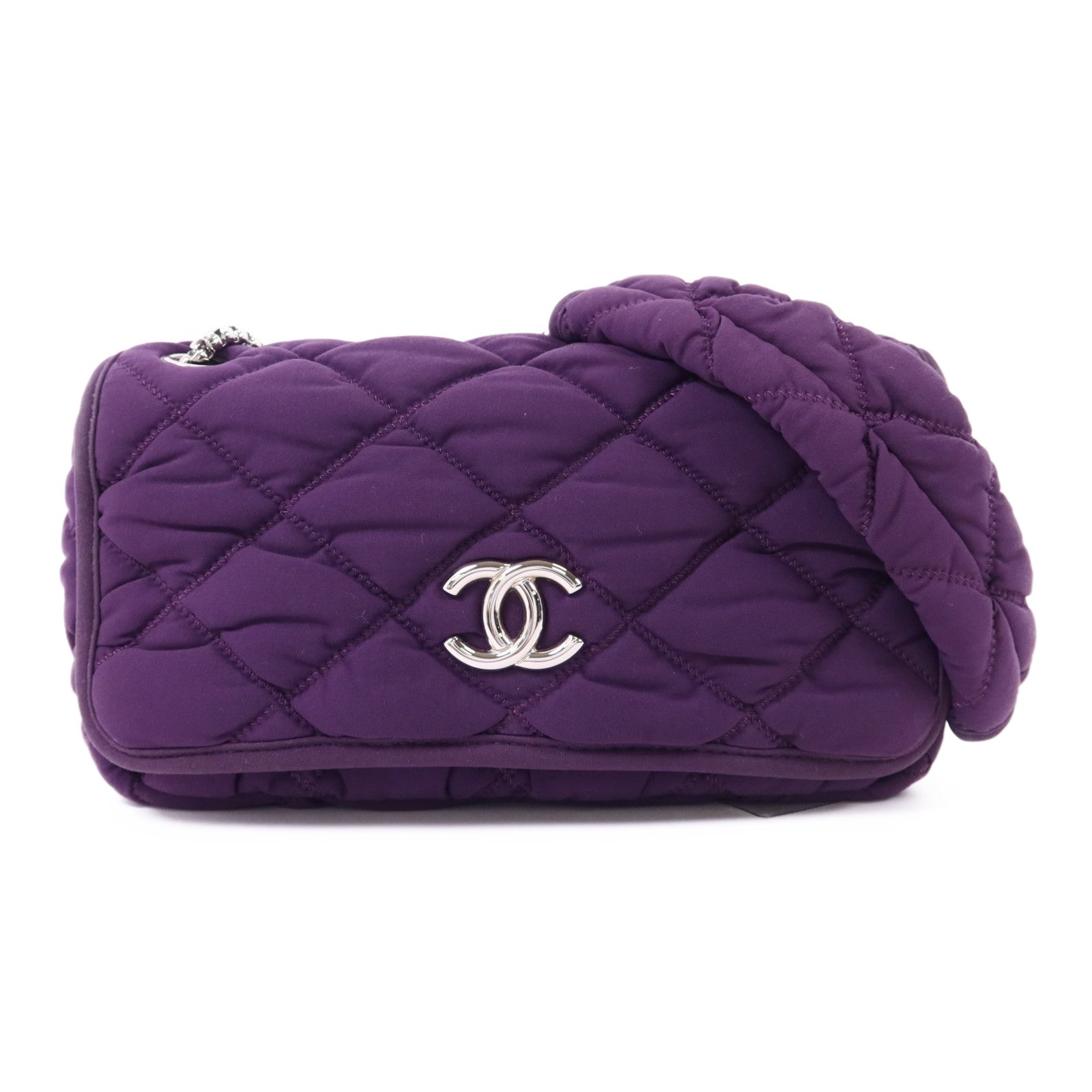 CHANEL 布料Shoulder Bag銀扣肩背袋