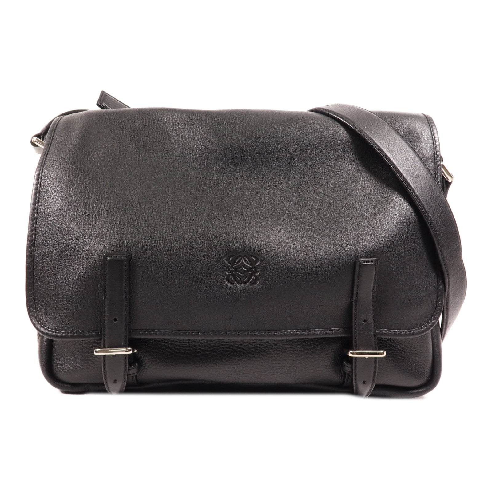 LOEWE 牛皮皮革Shoulder Bag銀扣肩背袋