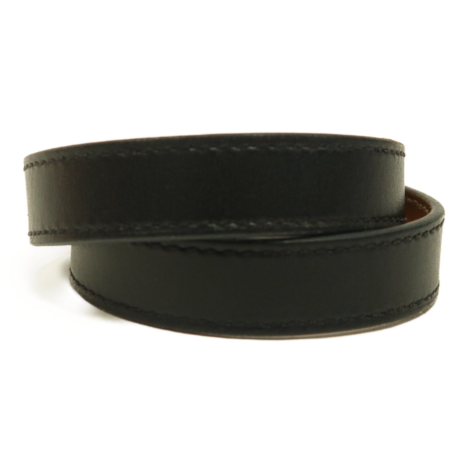 HERMES Swift皮革Double Tour Bracelet金扣手鐲黑色
