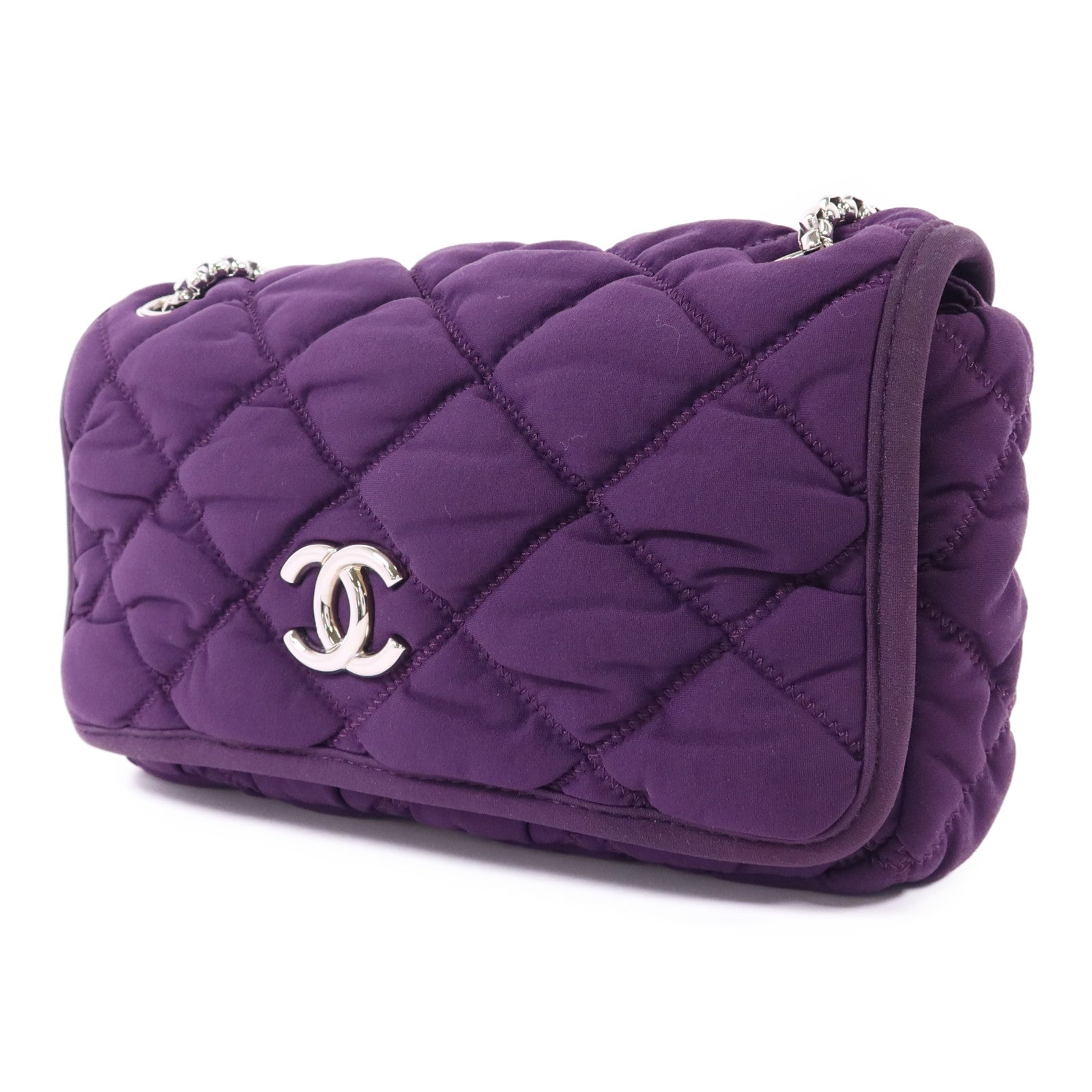 CHANEL 布料Shoulder Bag銀扣肩背袋