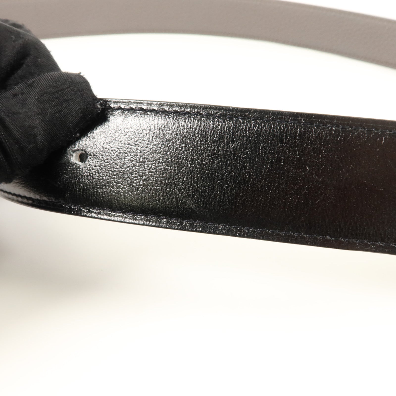HERMES Togo皮革/Box Calf皮革H Belt 100cm金扣皮帶Noir/Etain