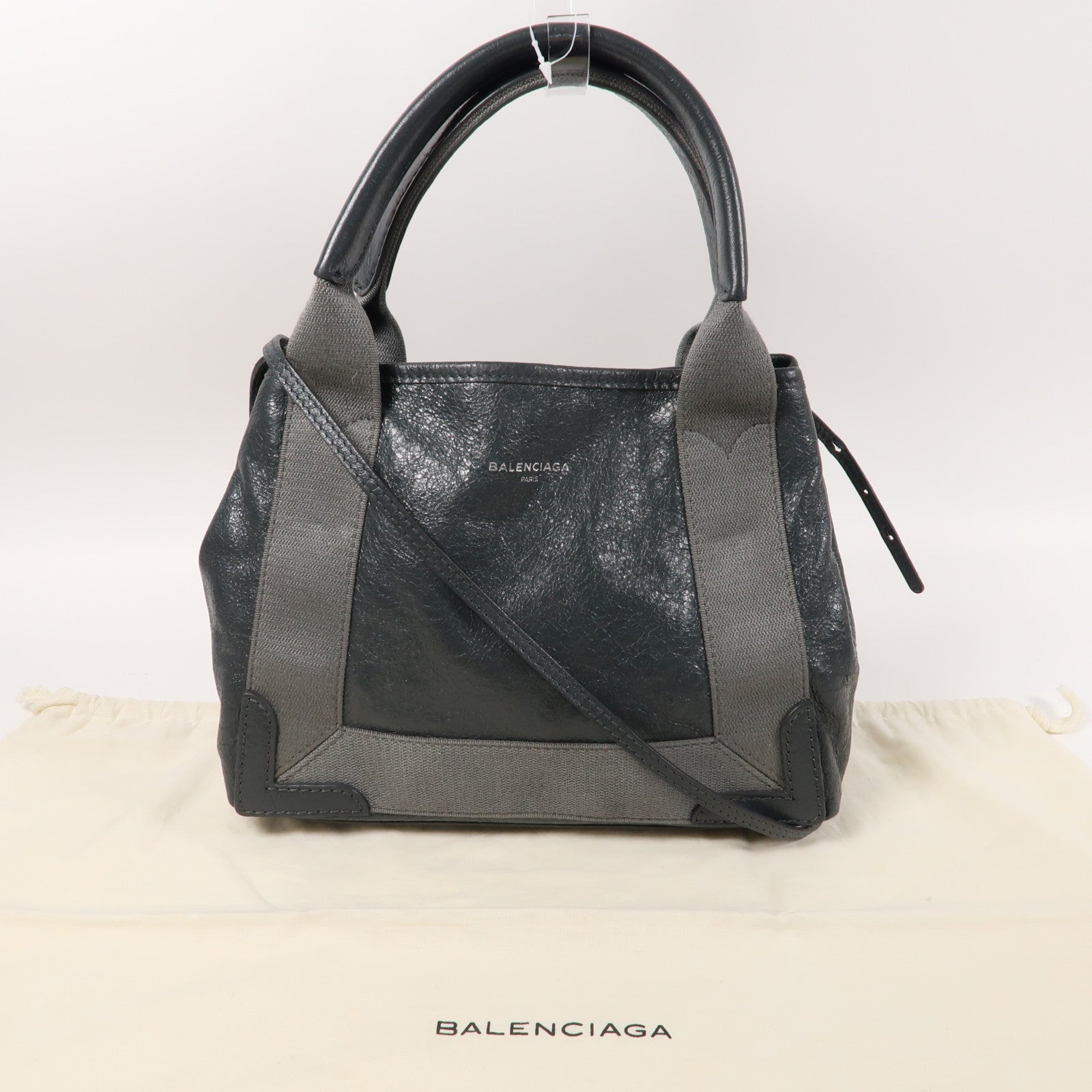 BALENCIAGA 【清倉大減價】牛皮皮革Cabas XS銀扣手挽肩背兩用袋灰色