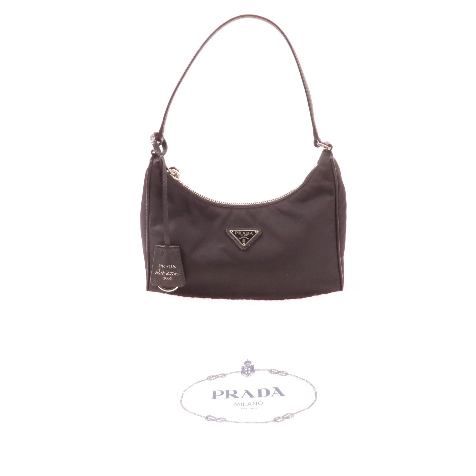 PRADA 尼龍Re-Edition 2005銀扣肩背袋