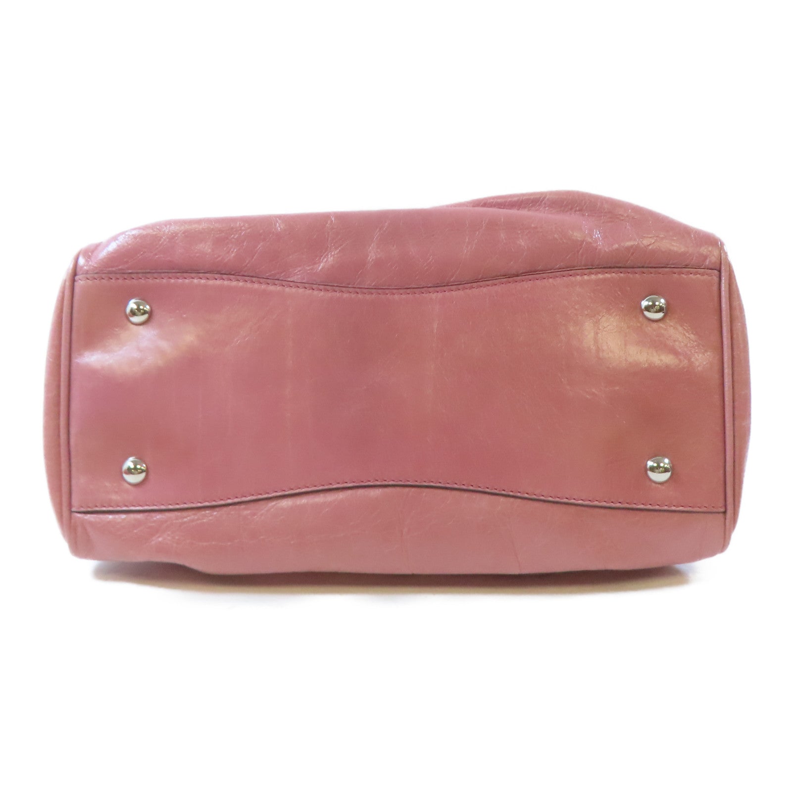 Miu Miu 牛皮皮革2 Way Shoulder銀扣手挽肩背兩用袋粉紅色