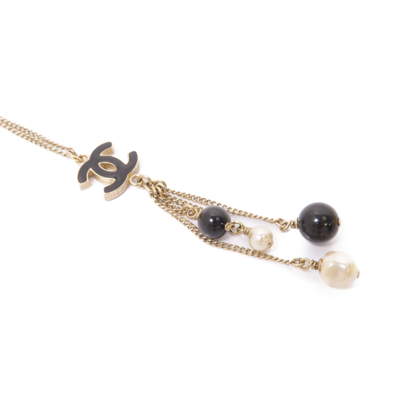 CHANEL PVC/金屬Necklace項鍊黑色/白色/金色