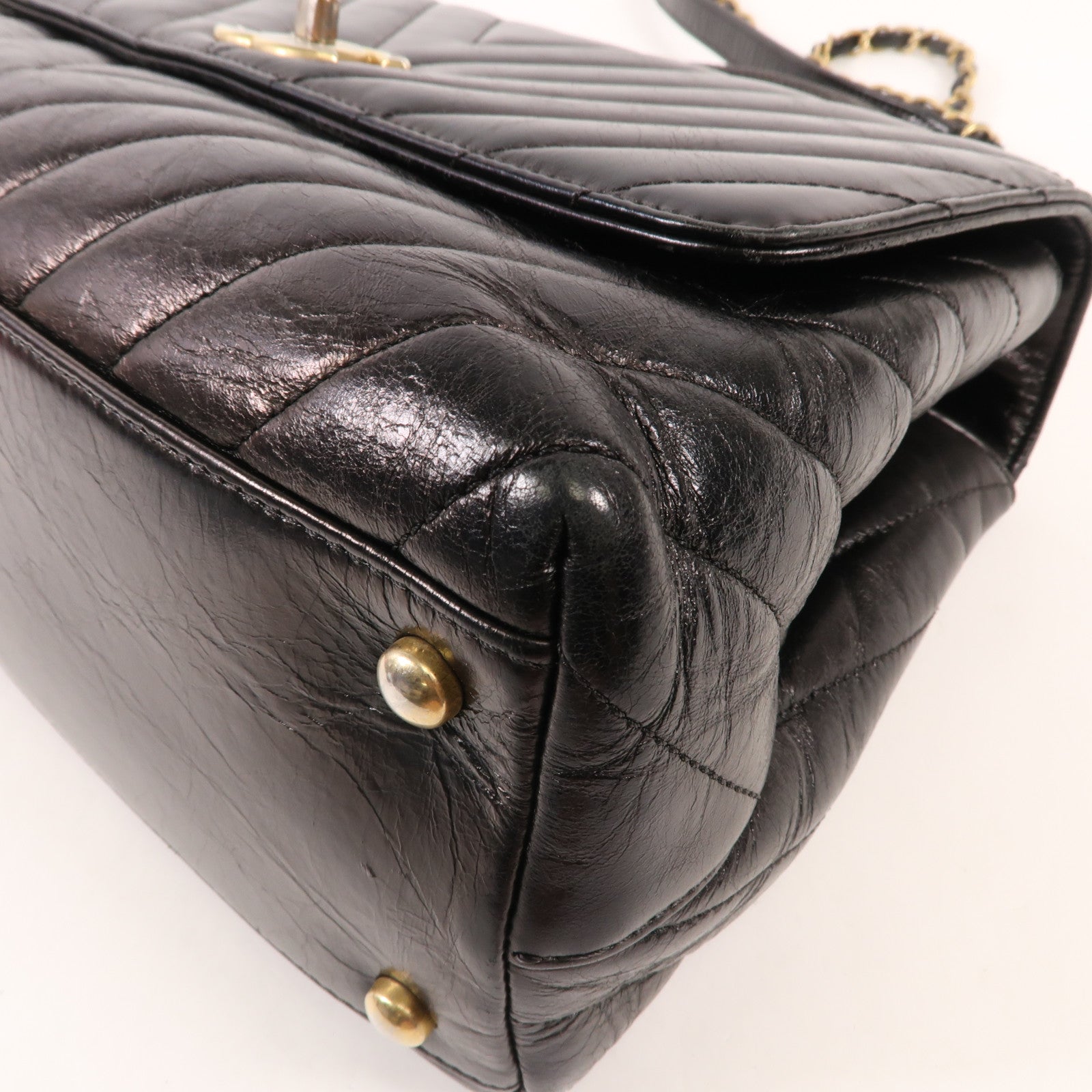 CHANEL 牛皮皮革/蜥蝪皮革Coco Handle金扣手挽肩背兩用袋