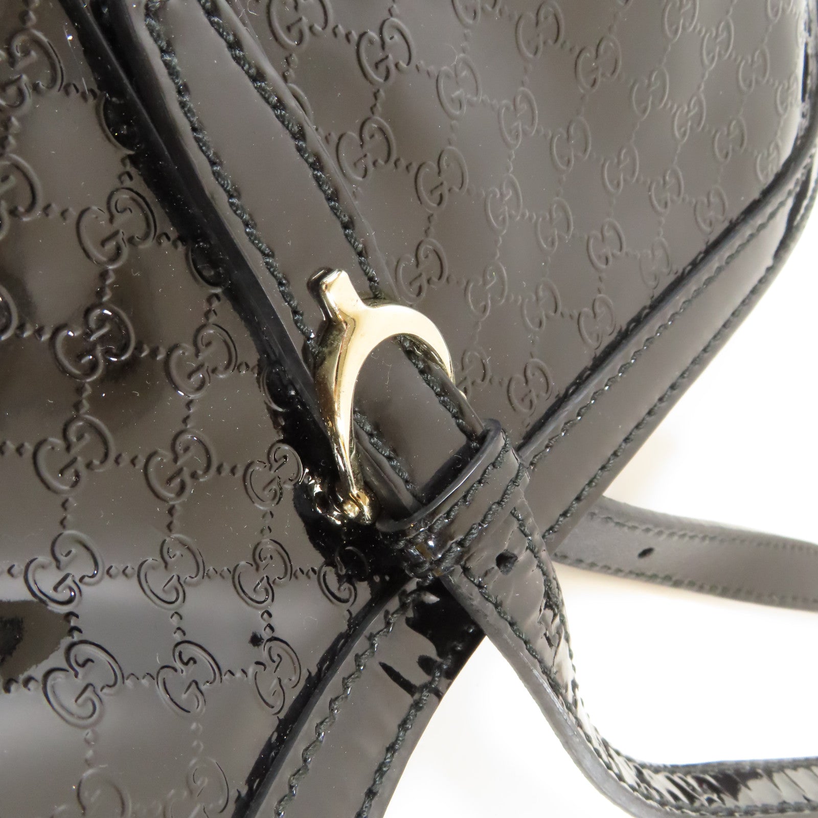 GUCCI 【激減優惠】漆皮皮革Tote Bag金扣手挽袋黑色