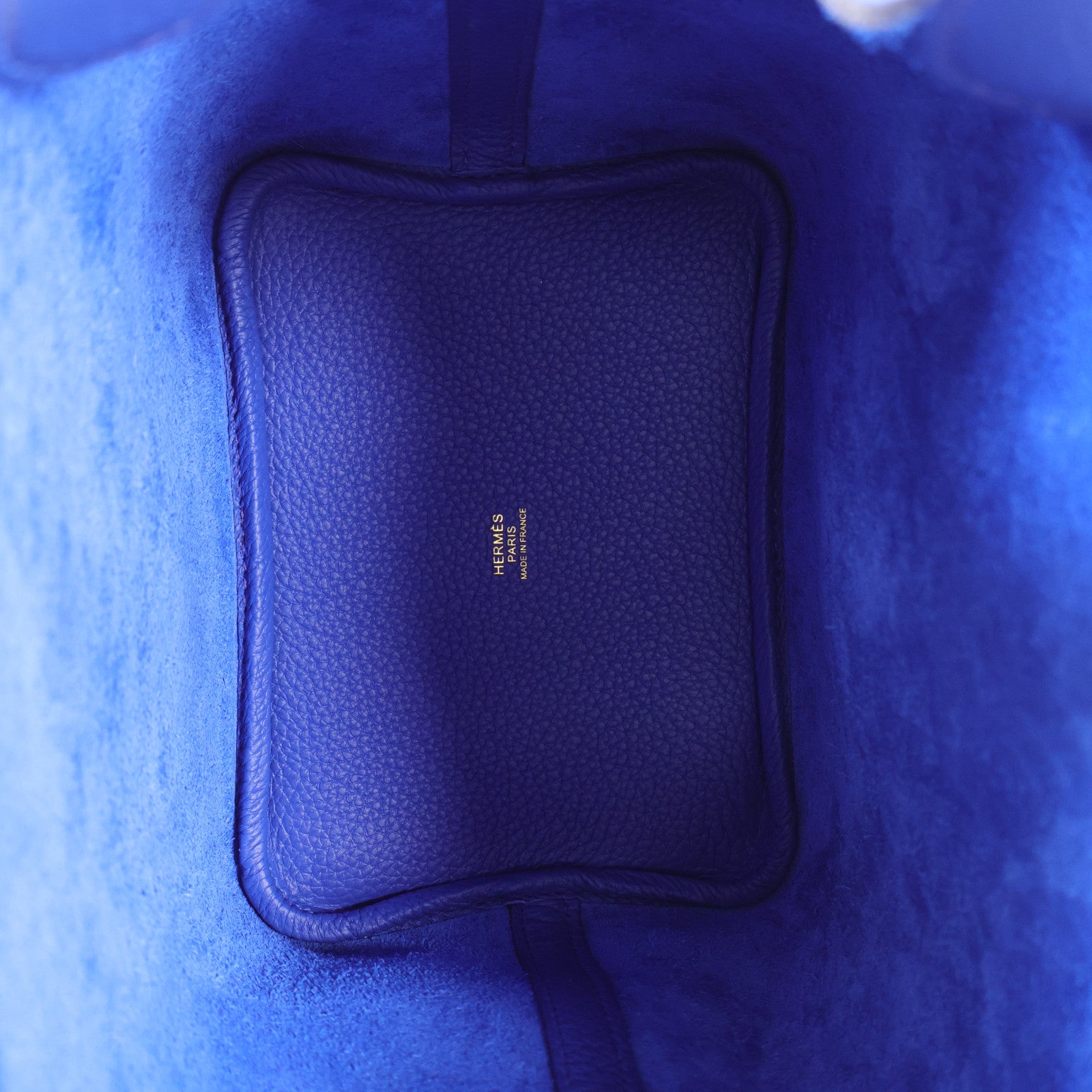 HERMES Clemence皮革Picotin PM金扣手挽袋Bleu Electrique