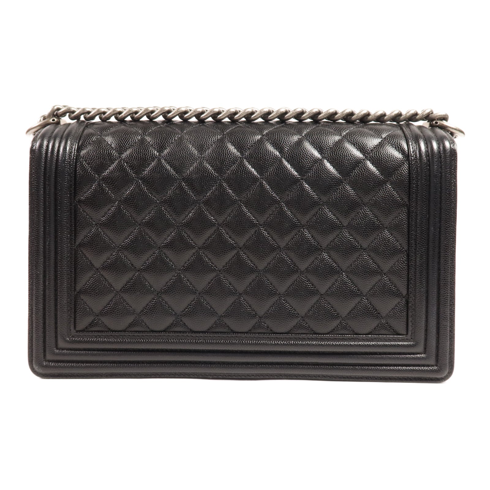 CHANEL 牛皮皮革Boy 28銀扣肩背袋