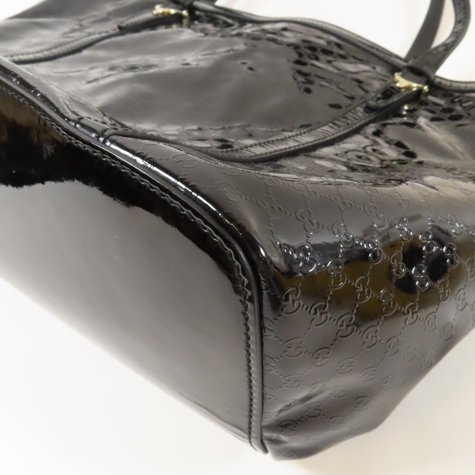 GUCCI 【激減優惠】漆皮皮革Tote Bag金扣手挽袋黑色