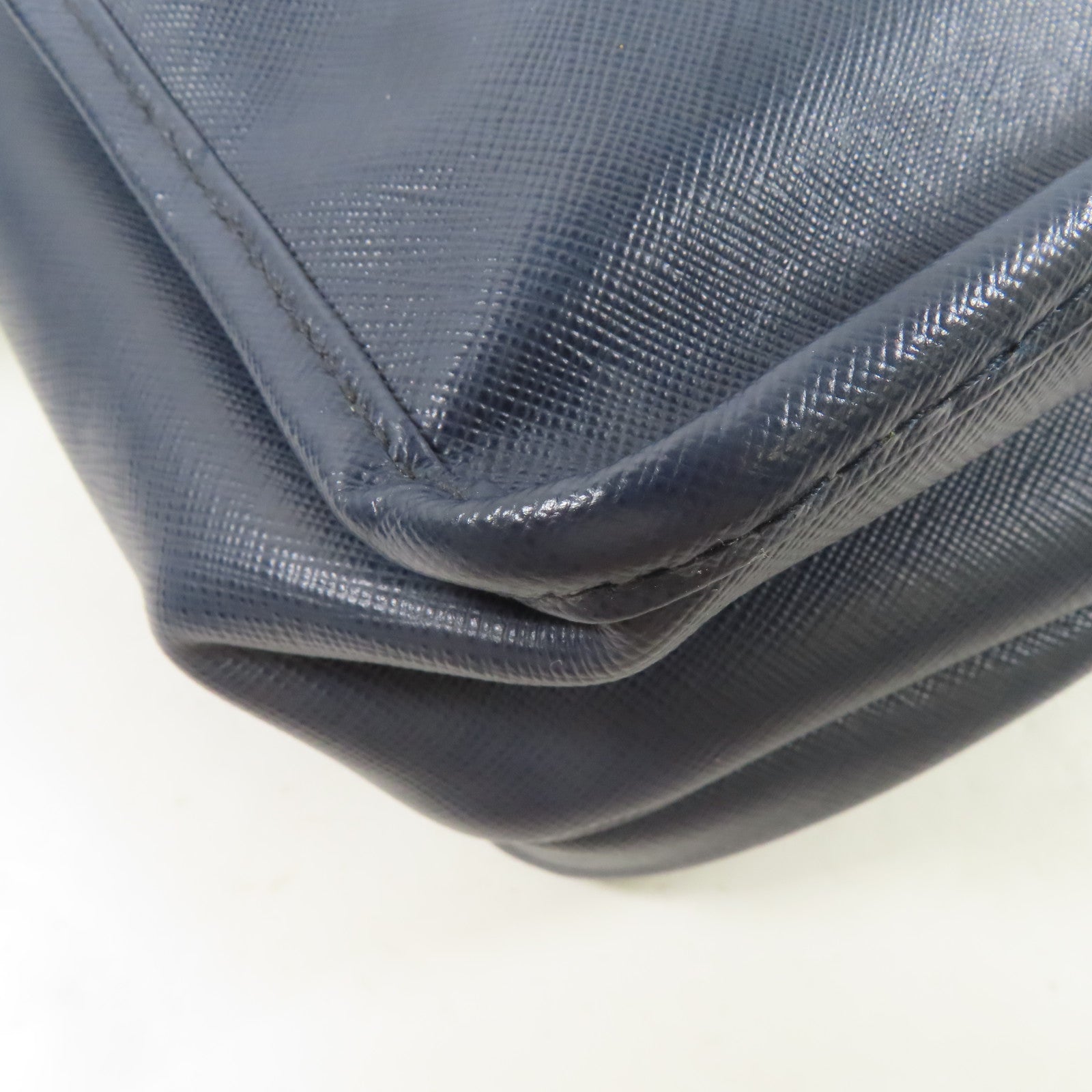 PRADA 皮革Shoulder Bag銀扣肩背袋深藍色