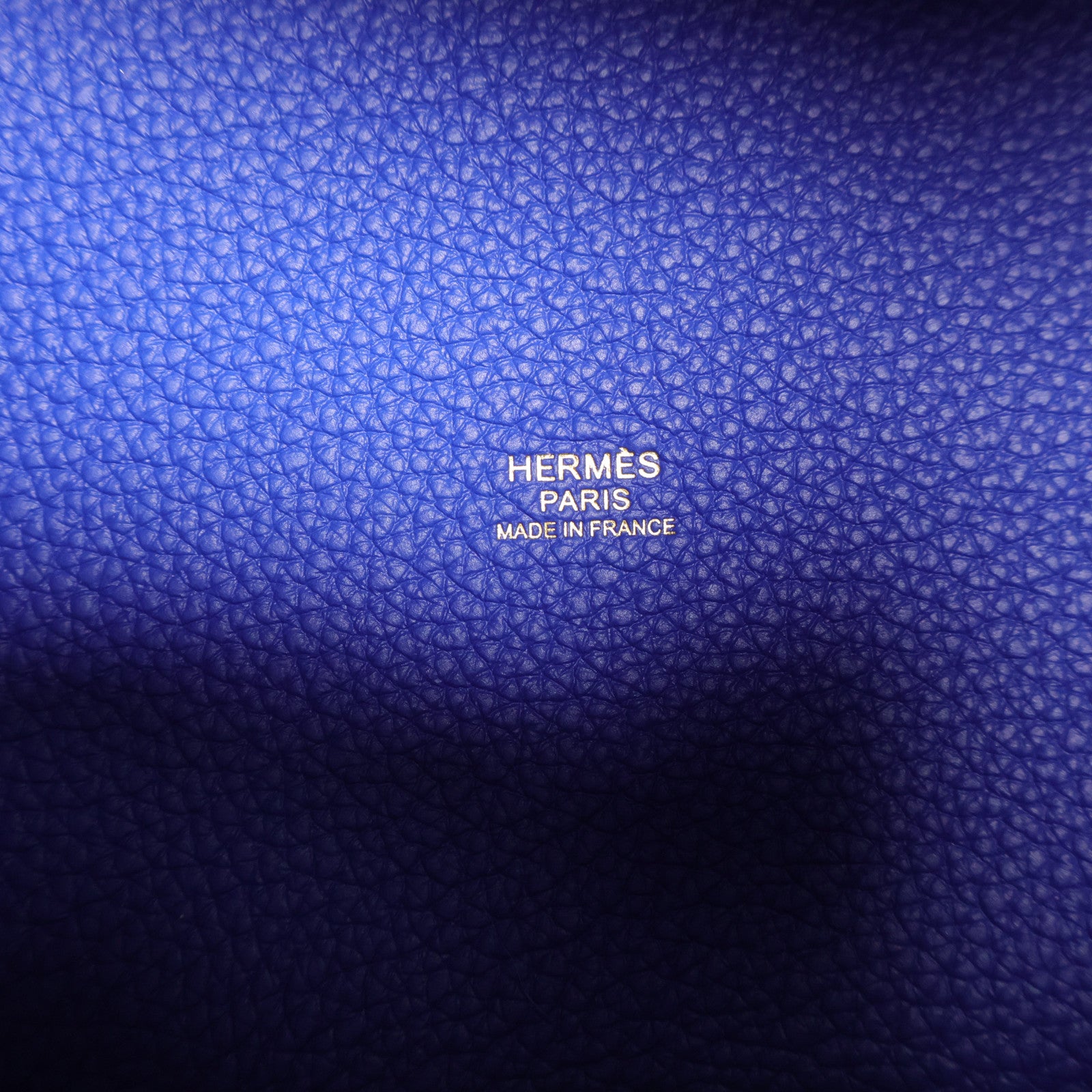 HERMES Clemence皮革Picotin PM金扣手挽袋Bleu Electrique