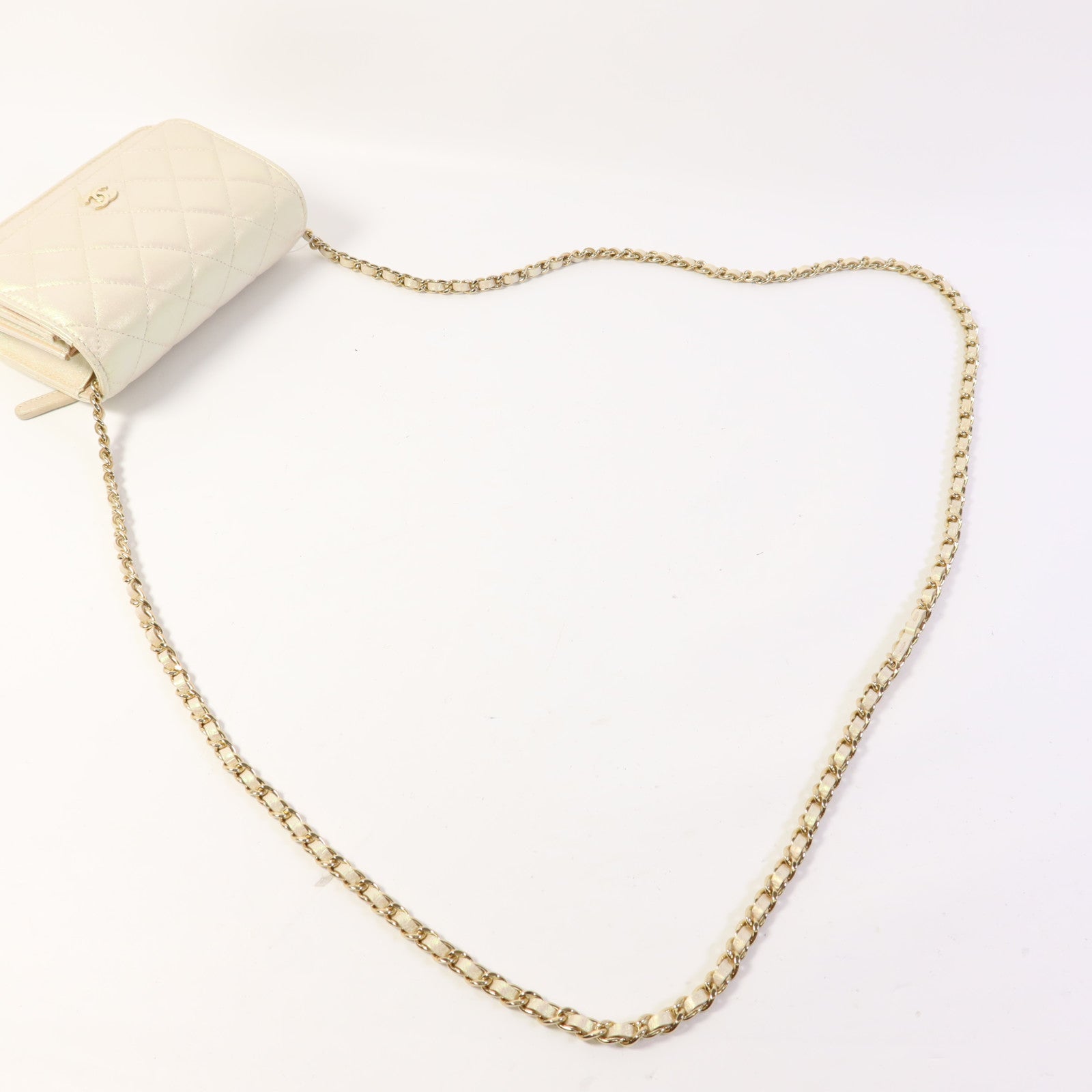 CHANEL 牛皮皮革Mini WOC Wallet On Chain金扣鏈帶肩背袋