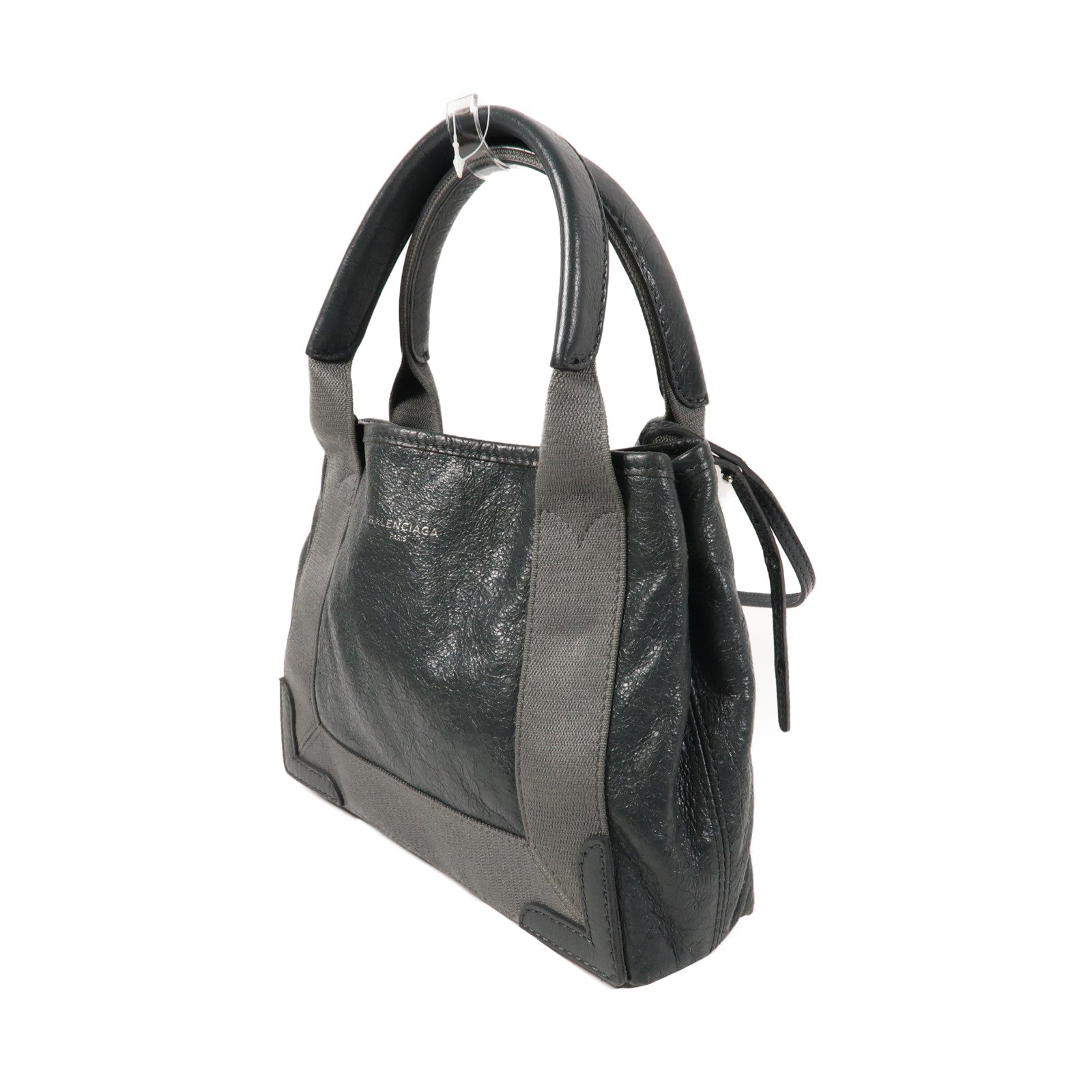 BALENCIAGA 【清倉大減價】牛皮皮革Cabas XS銀扣手挽肩背兩用袋灰色