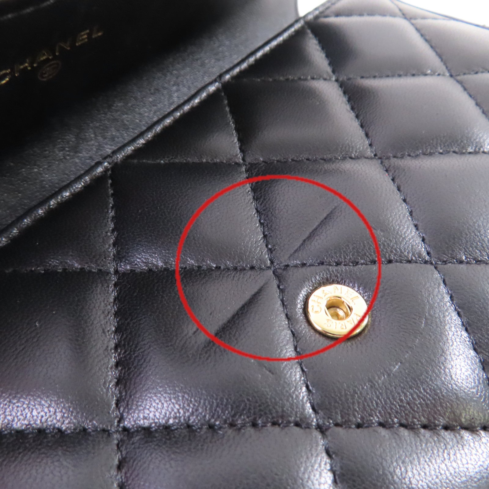 CHANEL 菱格羊皮皮革Long Wallet金扣長錢包黑色