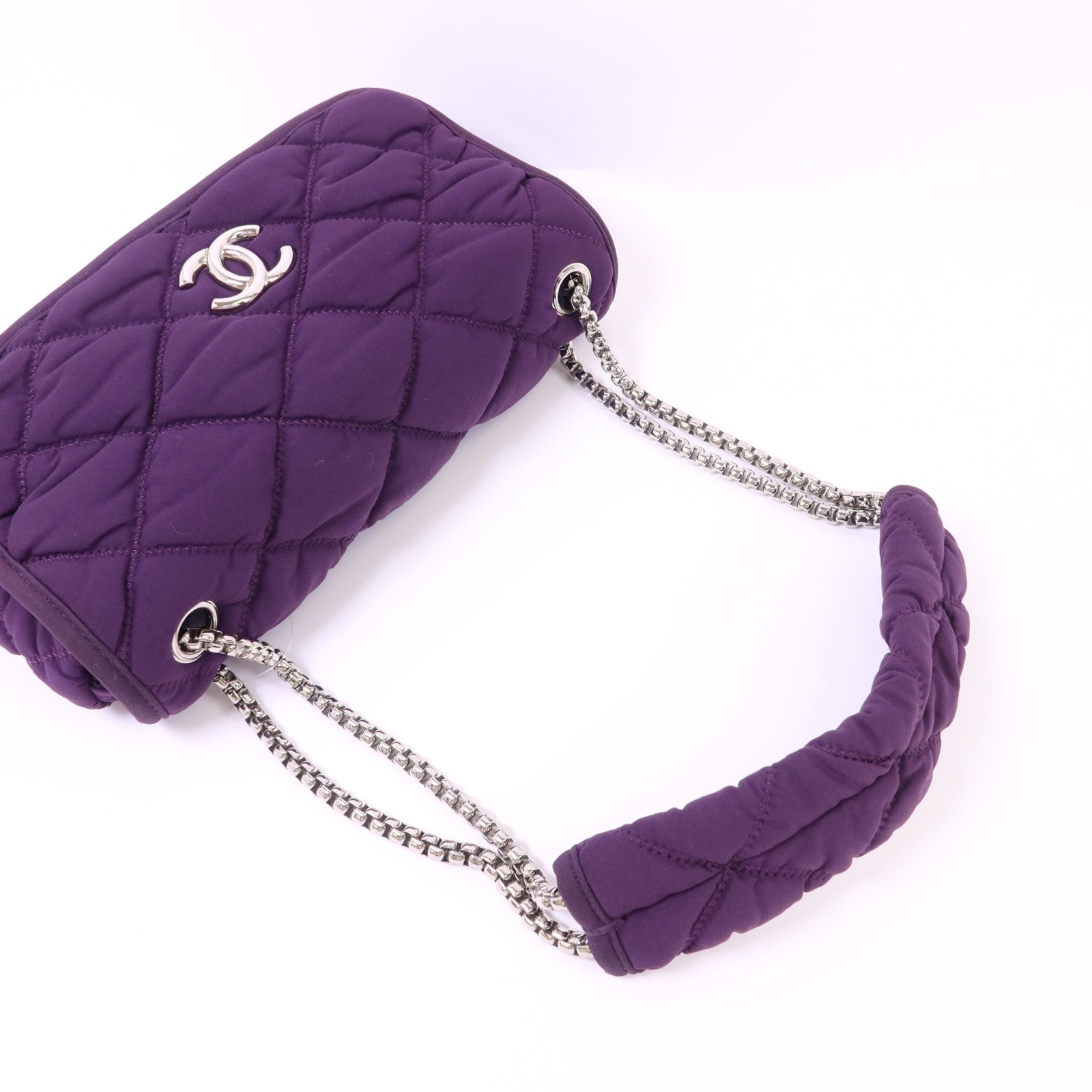 CHANEL 布料Shoulder Bag銀扣肩背袋