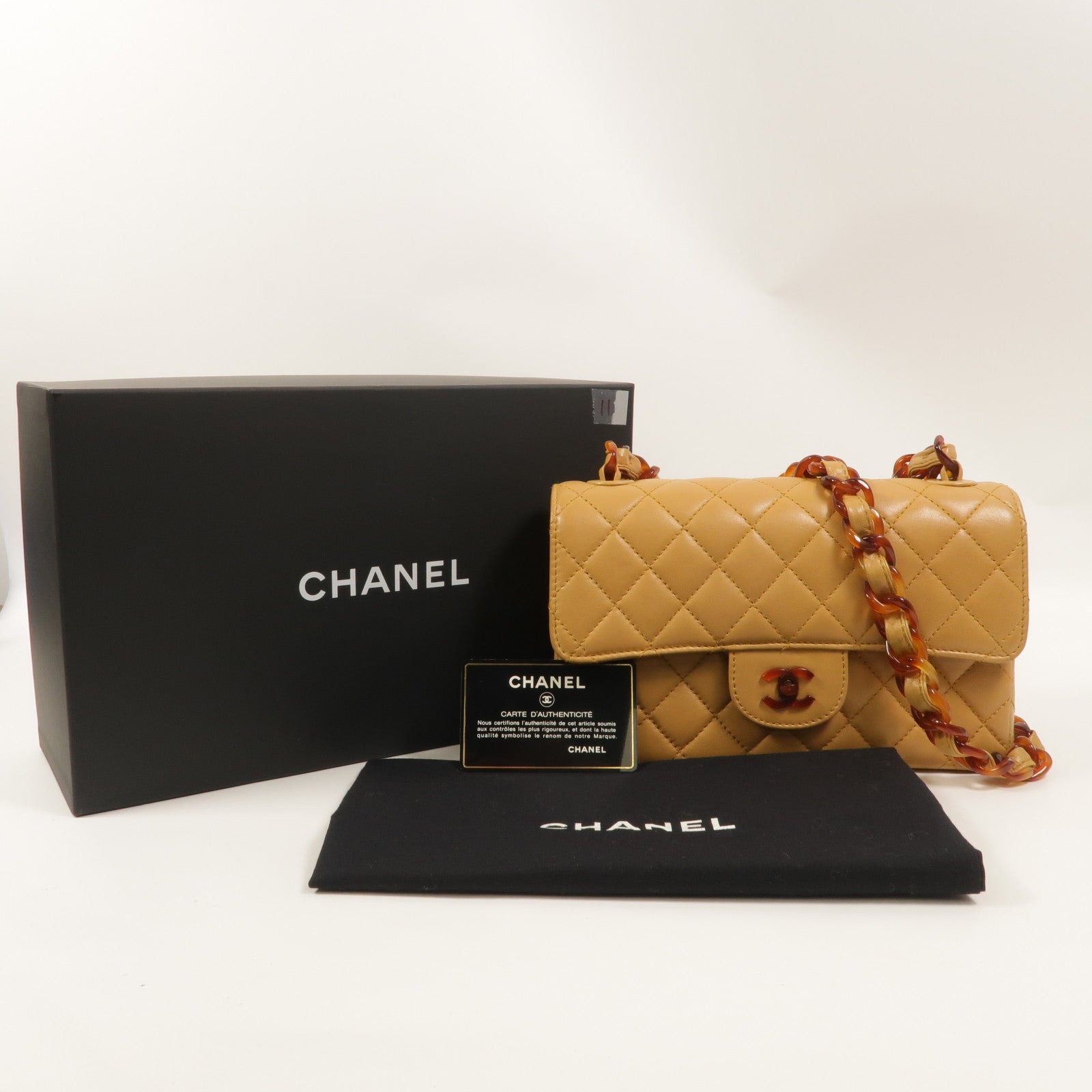 CHANEL 羊皮皮革Vintage Chain Shoulder鏈帶肩背袋