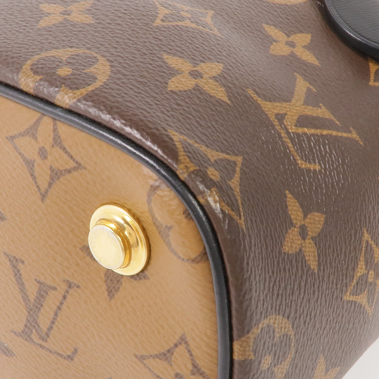 LOUIS VUITTON Monogram/Monogram Reverse Vanity PM金扣手挽肩背兩用袋棕色