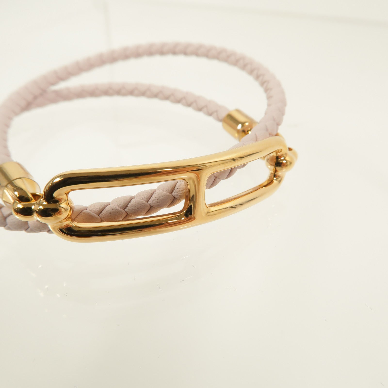 HERMES Swift皮革Roulis Double Tour手鍊mauve pale