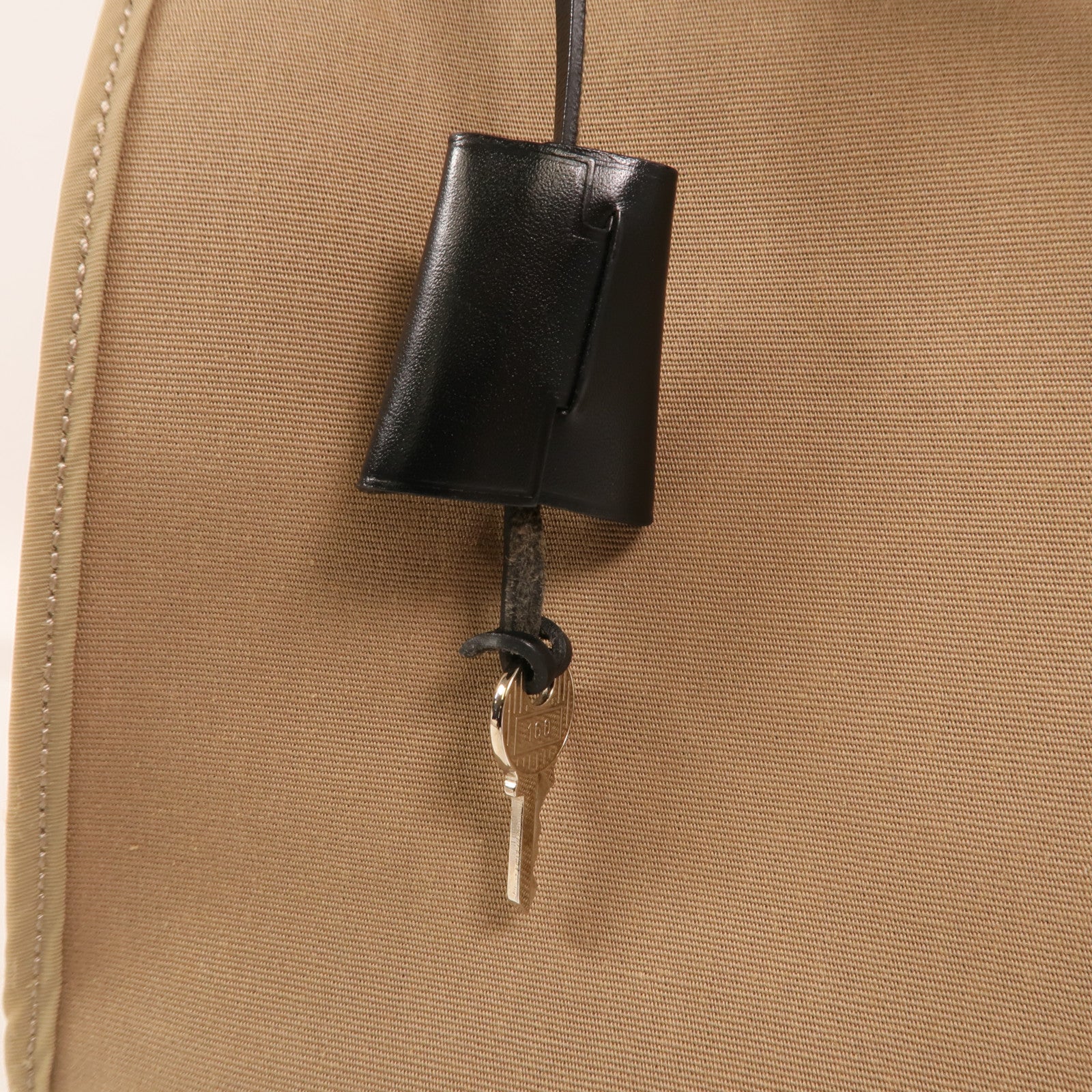 HERMES 帆布Herbag PM銀扣手挽肩背兩用袋Etoupe