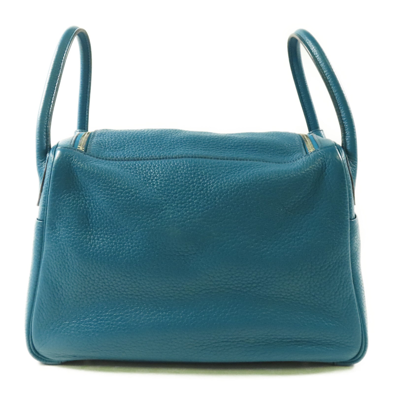 HERMES Clemence皮革Lindy 30銀扣肩背袋Bleu Izmir