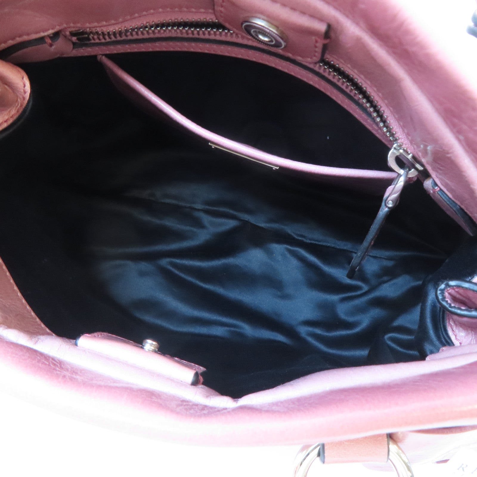 Miu Miu 牛皮皮革2 Way Shoulder銀扣手挽肩背兩用袋粉紅色