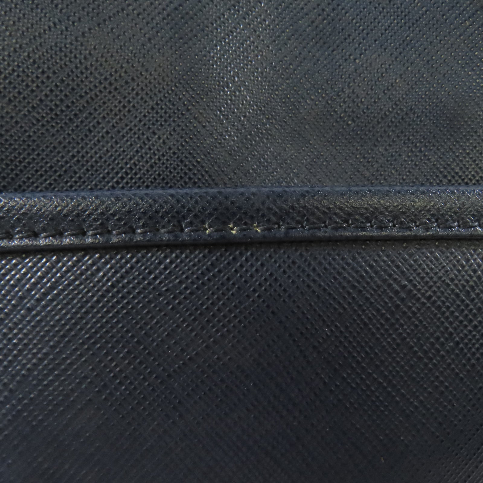 PRADA 皮革Shoulder Bag銀扣肩背袋深藍色