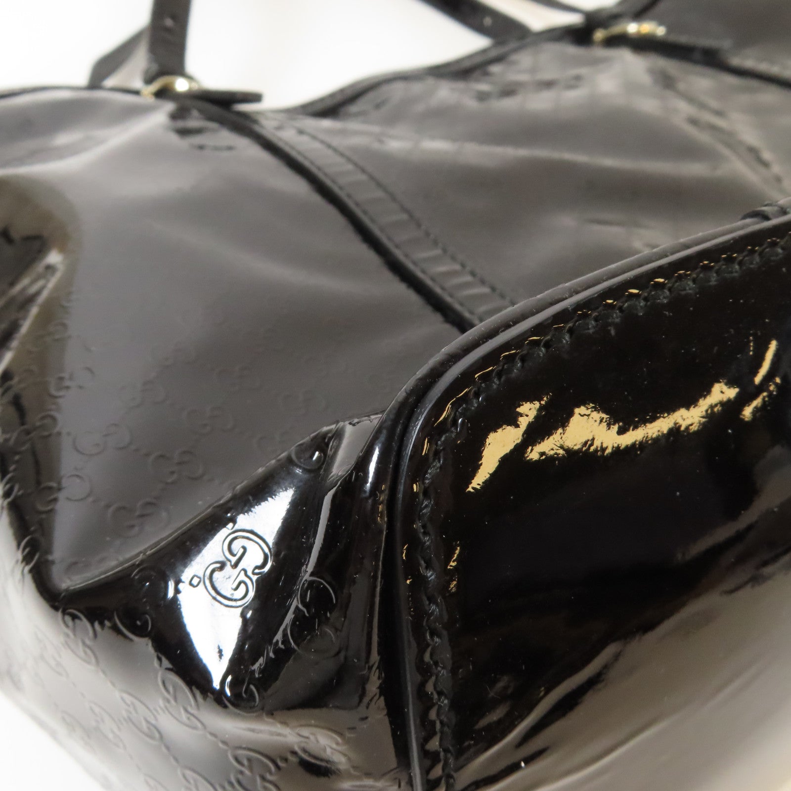 GUCCI 【激減優惠】漆皮皮革Tote Bag金扣手挽袋黑色