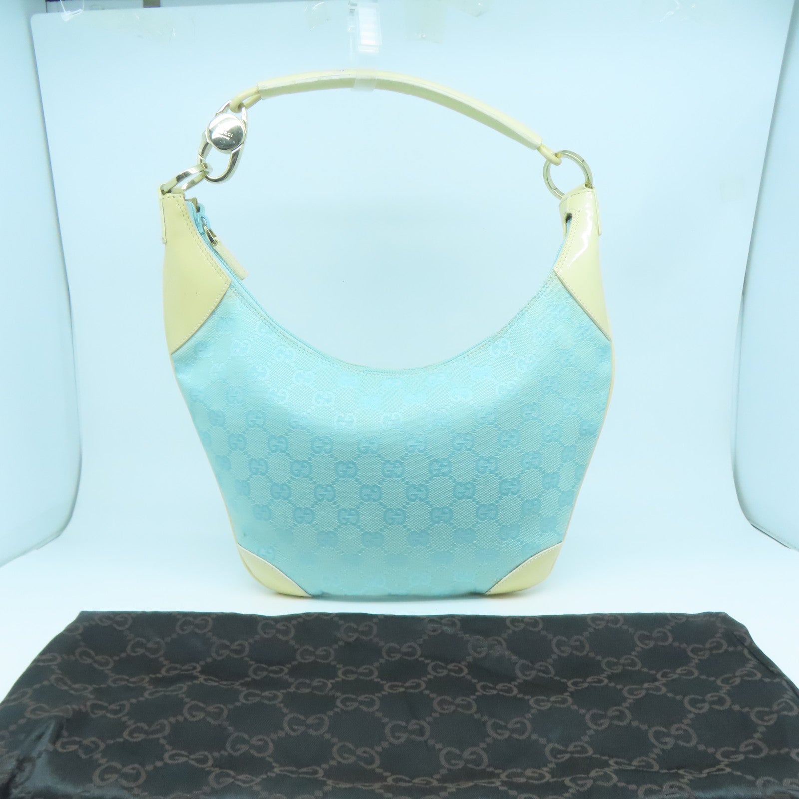 GUCCI 【激減優惠】帆布Shoulder Bag金扣手挽袋綠松石色