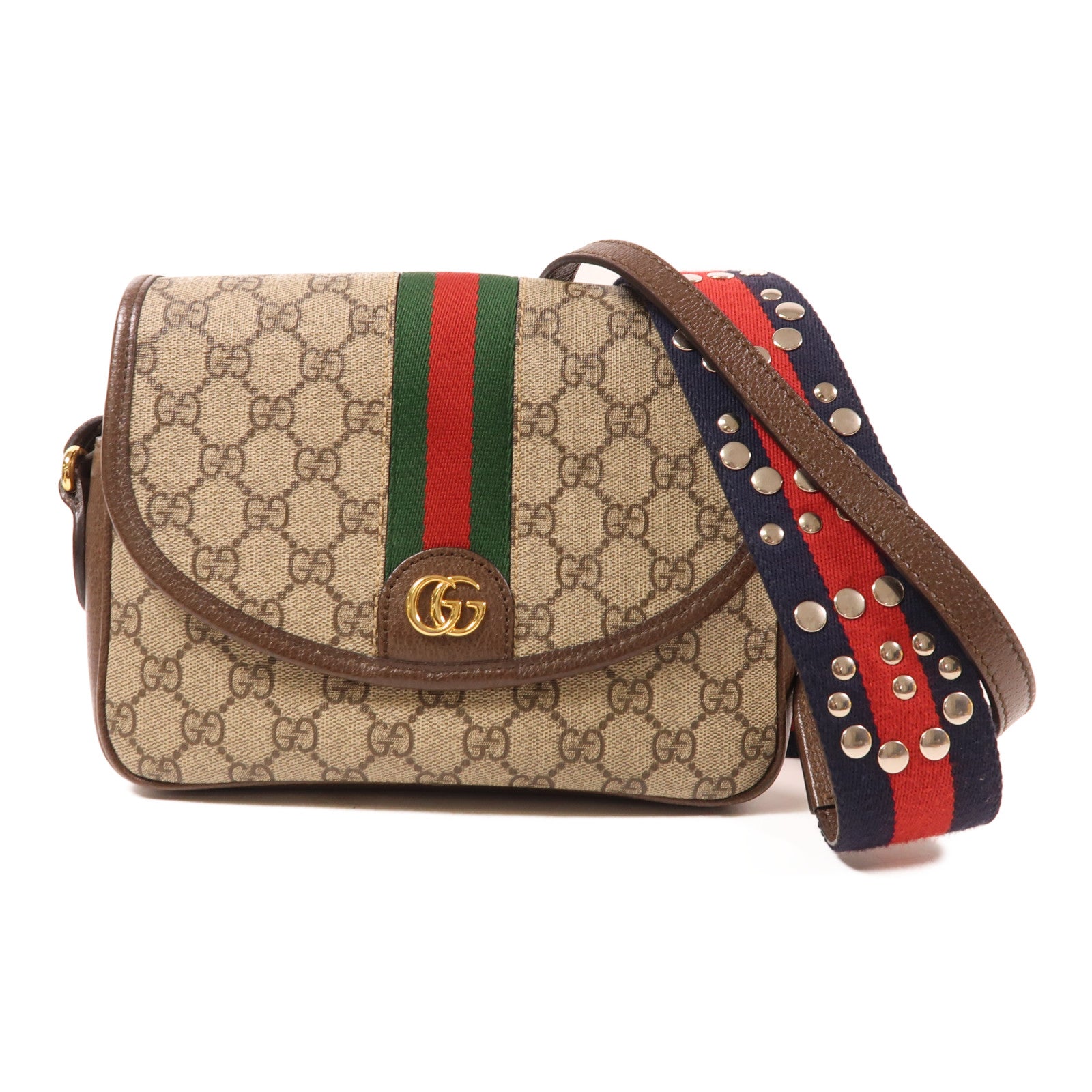 GUCCI 塗層帆布Shoulder Bag金扣肩背袋
