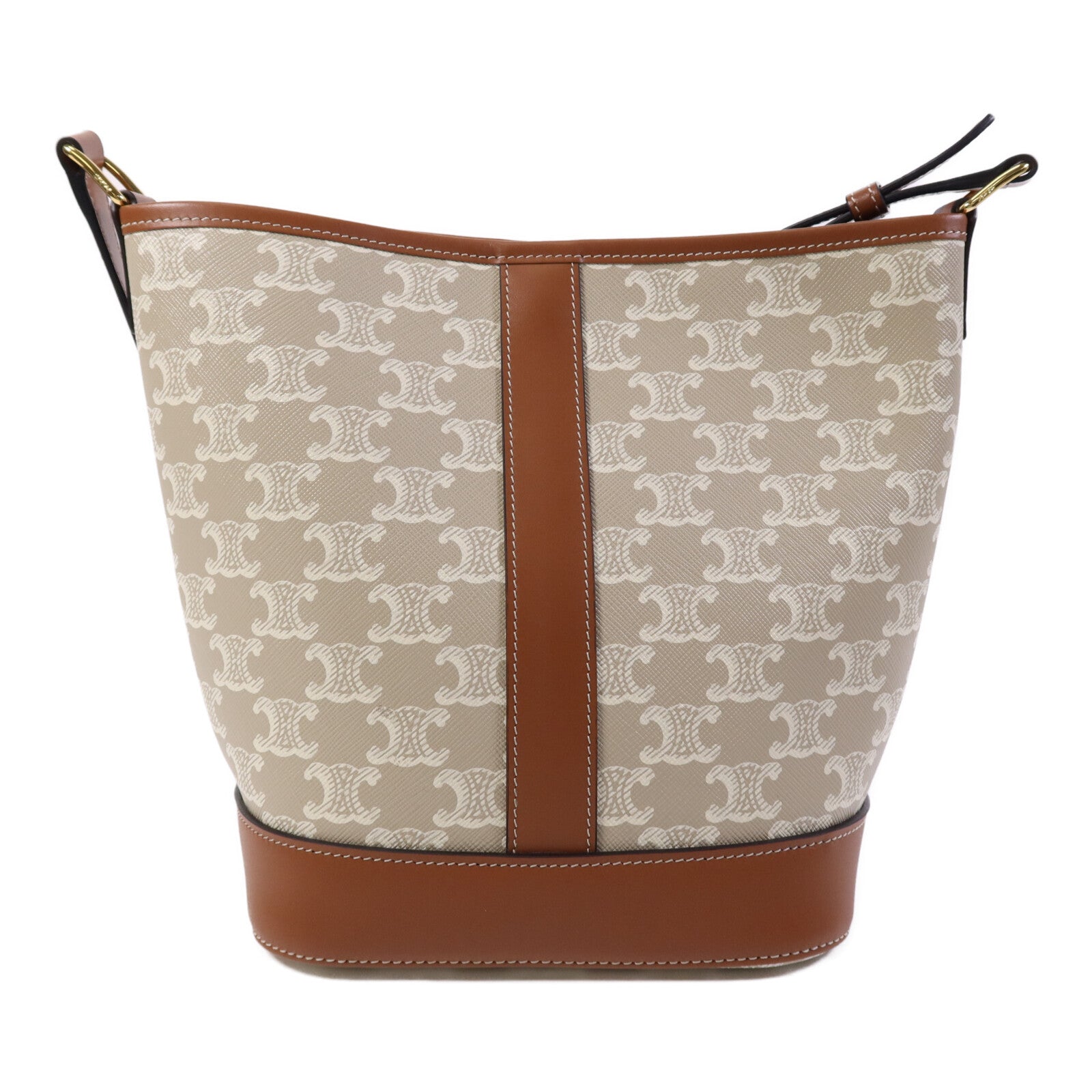 CELINE 塗層帆布Triomphe Bucket金扣肩背袋