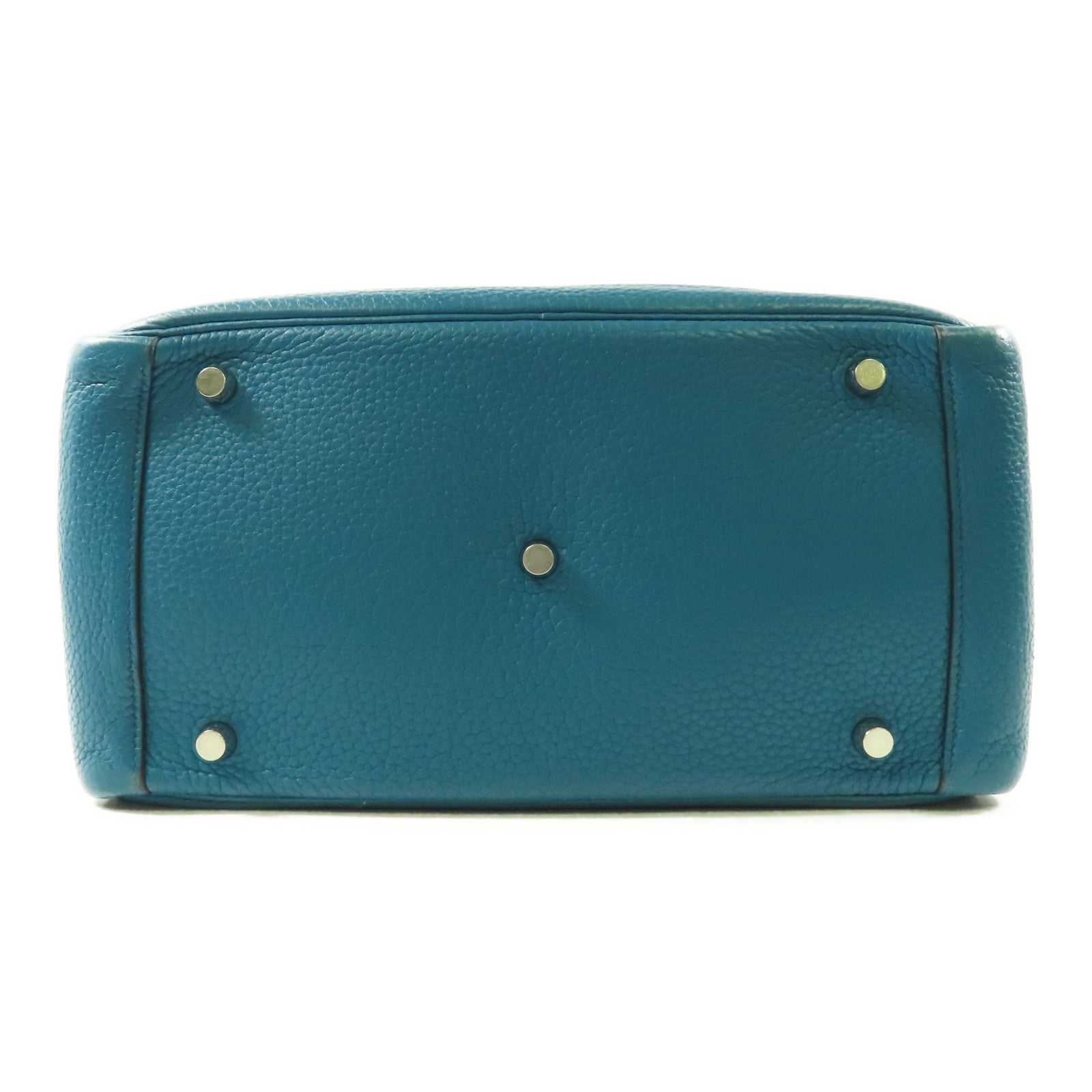 HERMES Clemence皮革Lindy 30銀扣肩背袋Bleu Izmir