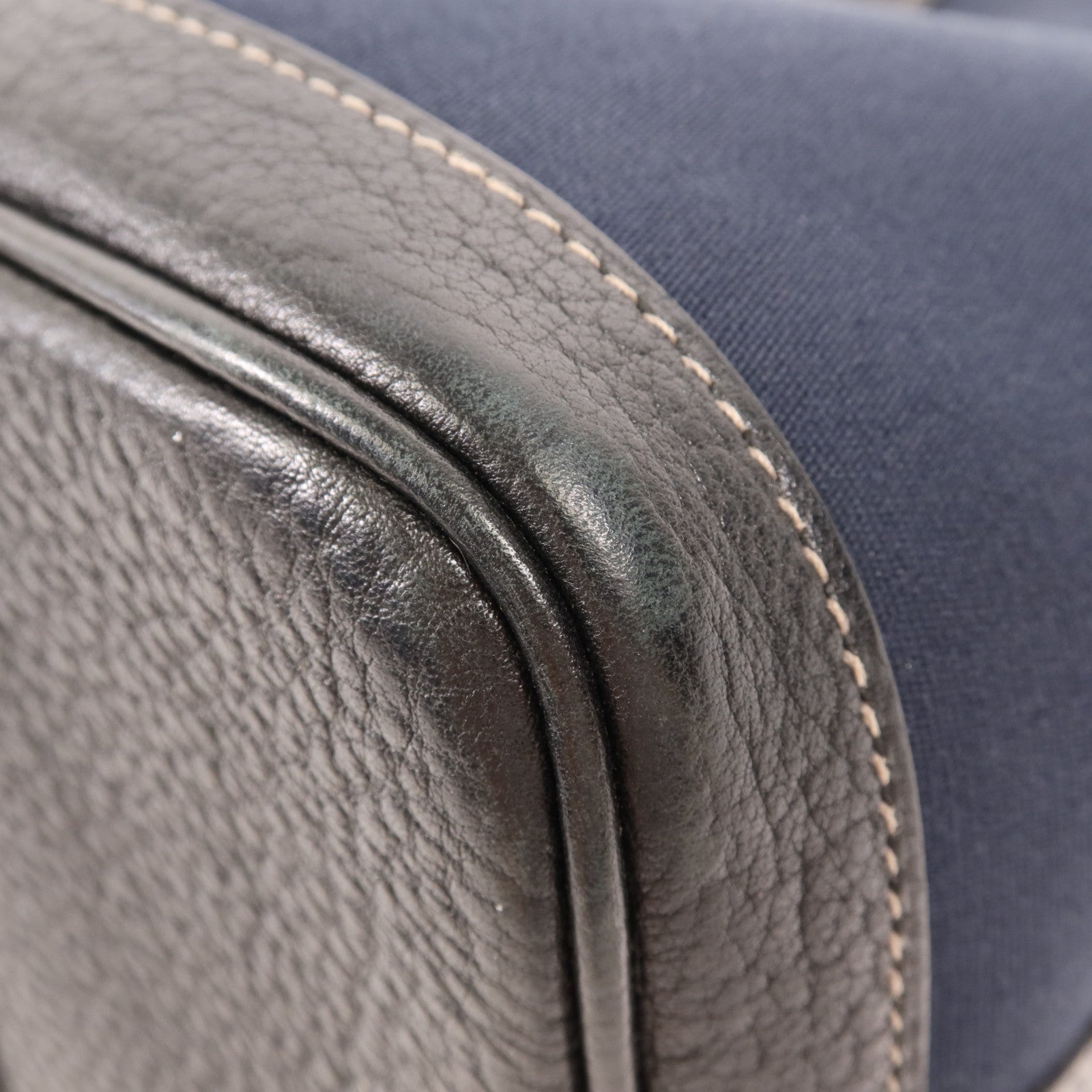 HERMES 帆布Garden Party TPM銀扣手挽袋Bleu Indigo