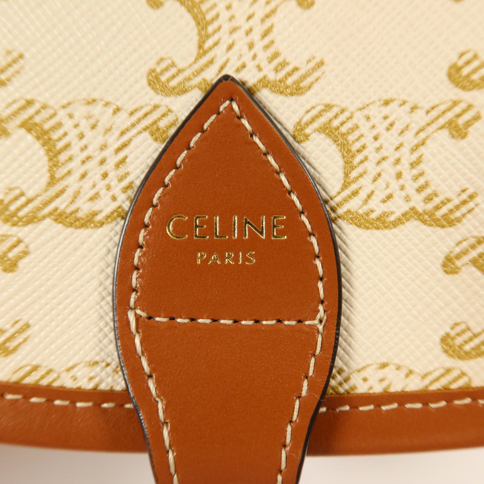 CELINE Triomphe帆布Foloco Medium金扣肩背袋