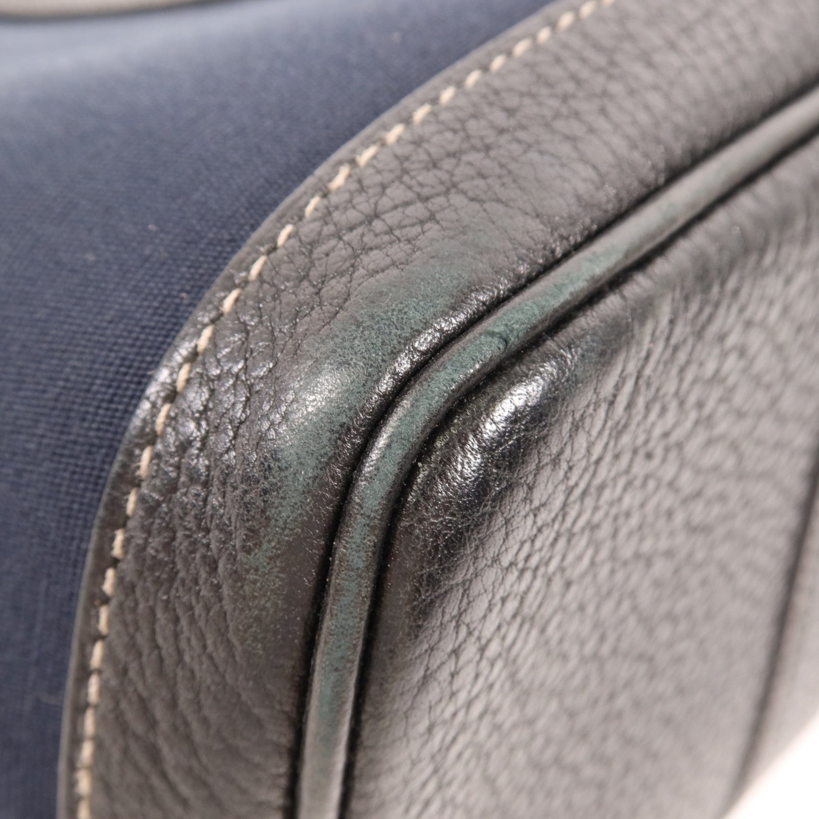 HERMES 帆布Garden Party TPM銀扣手挽袋Bleu Indigo