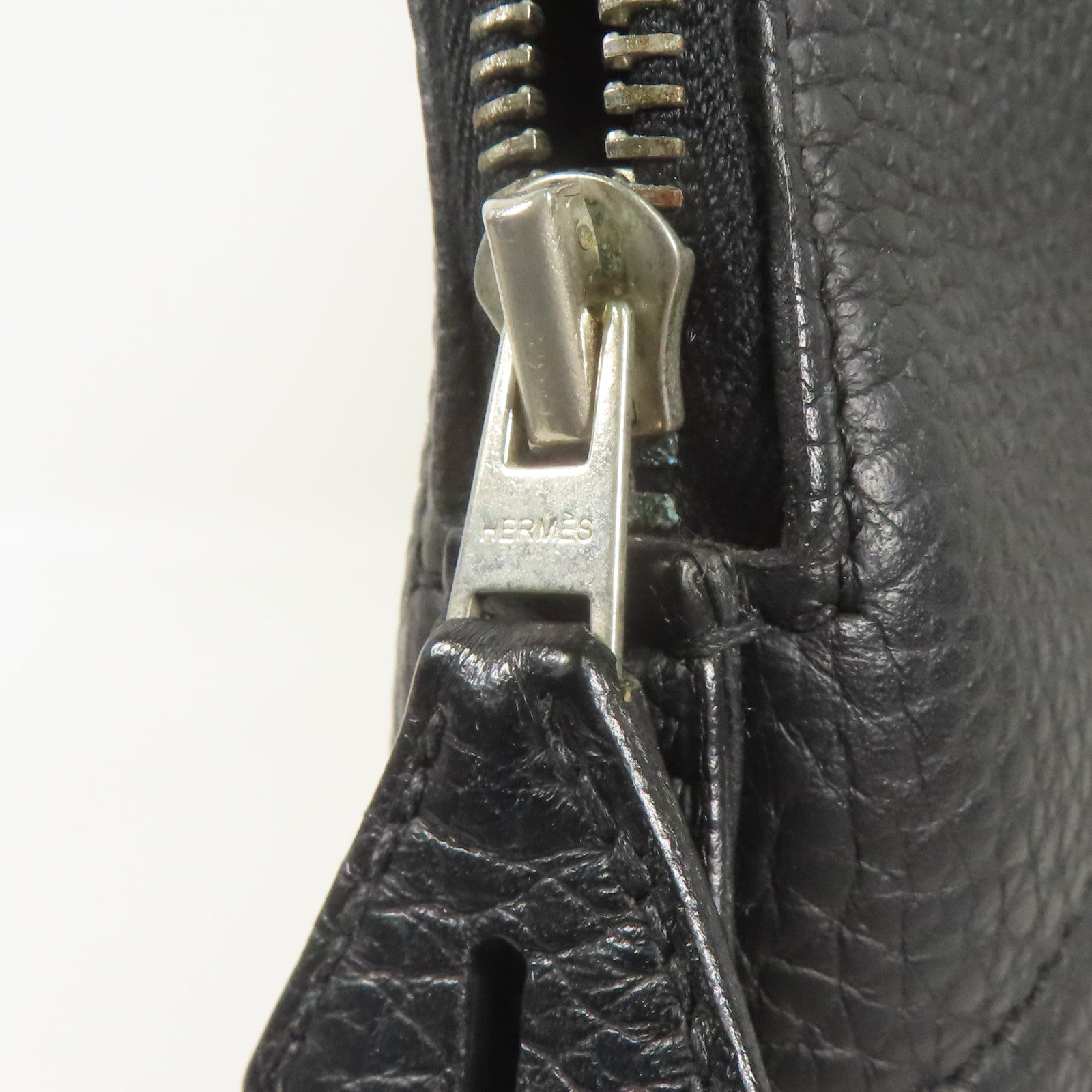 HERMES Clemence皮革Bolide 35銀扣手挽肩背兩用袋Black