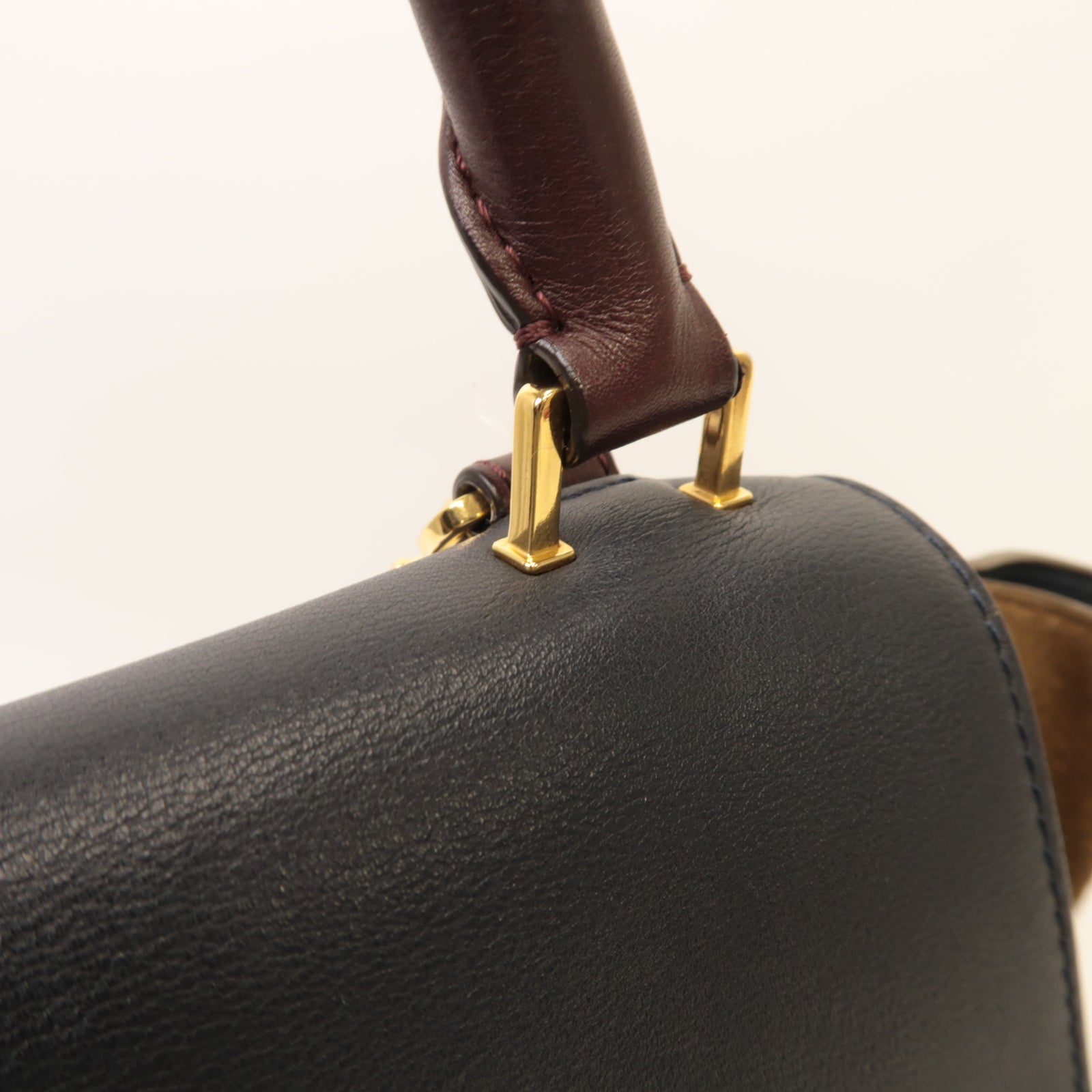 CELINE 【激減優惠】牛皮皮革/麂皮皮革Trapeze 2 Way Shoulder金扣手挽肩背兩用袋啡色/深藍色/卡其色