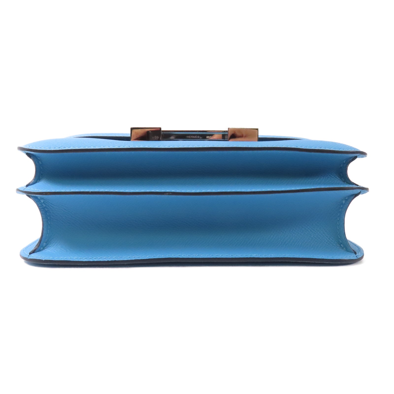HERMES Epsom皮革Constance 24銀扣肩背袋Bleu Du Nord