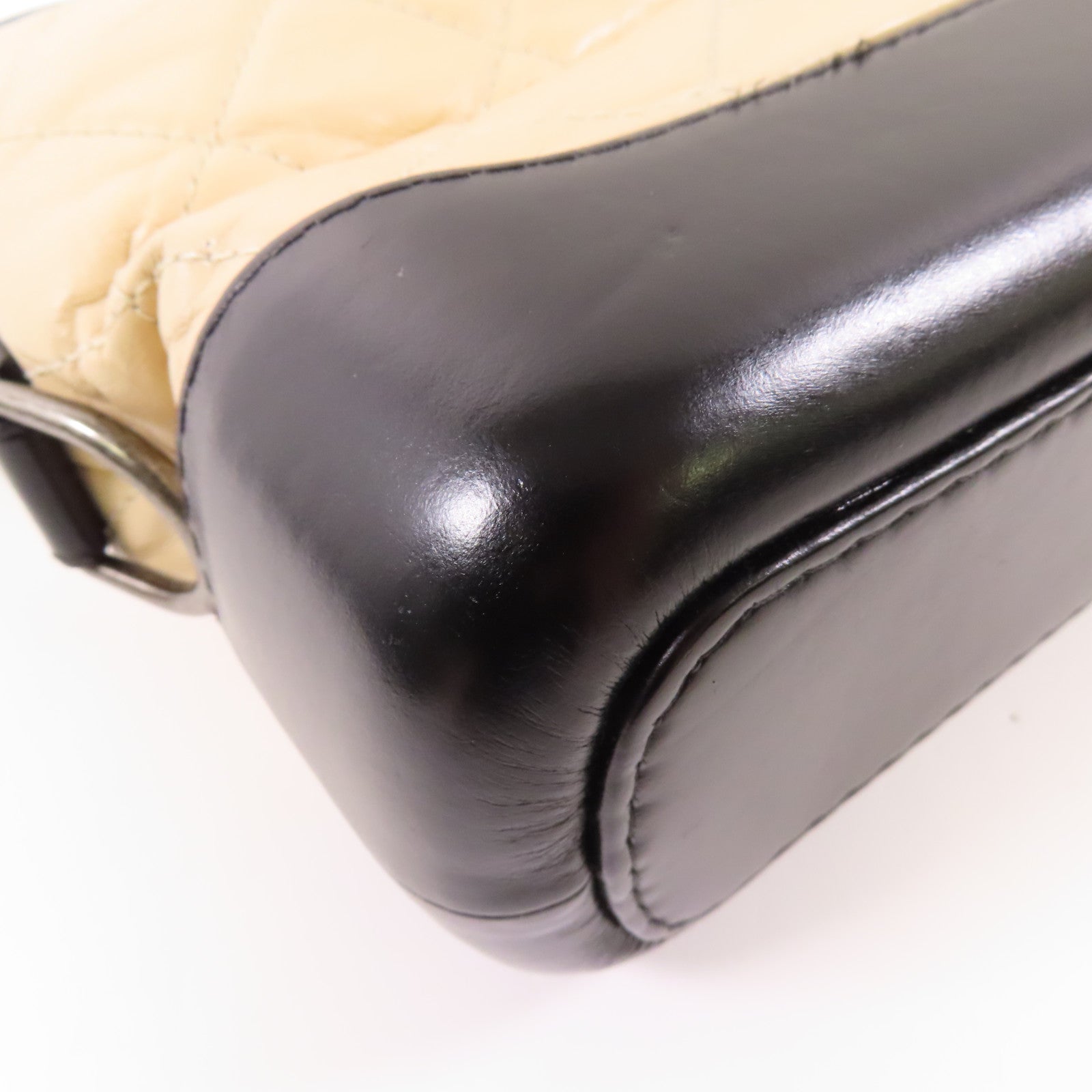 CHANEL CC Gabrielle Small Chain Shoulder Bag Calfskin Leather Beige/Black